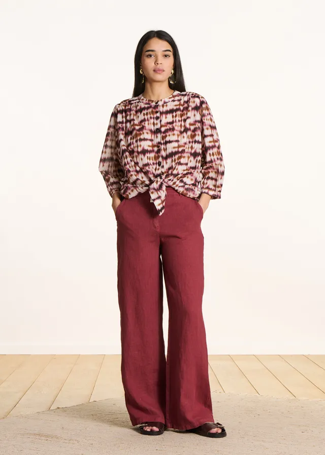 la-f-e-marabout-e-blandin-hose-bordeaux-leinen-weit image 1