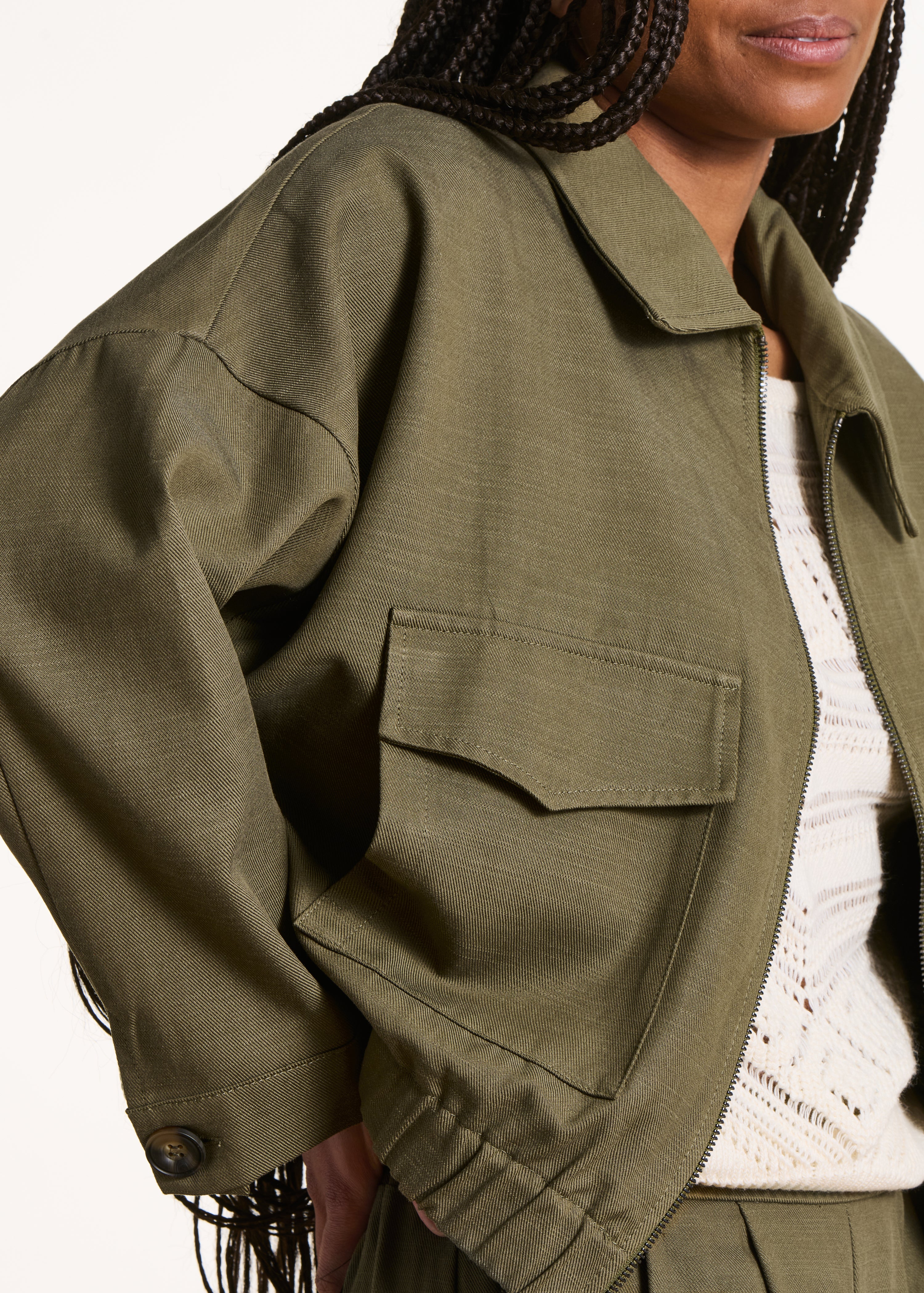 la-f-e-marabout-e-blouson-kaki-jacke-hemdkragen-lyocell image 5