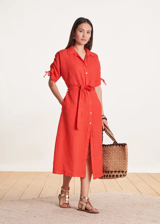la-f-e-marabout-e-douglas-hemdkleid-orange-leinen-oversize image 1