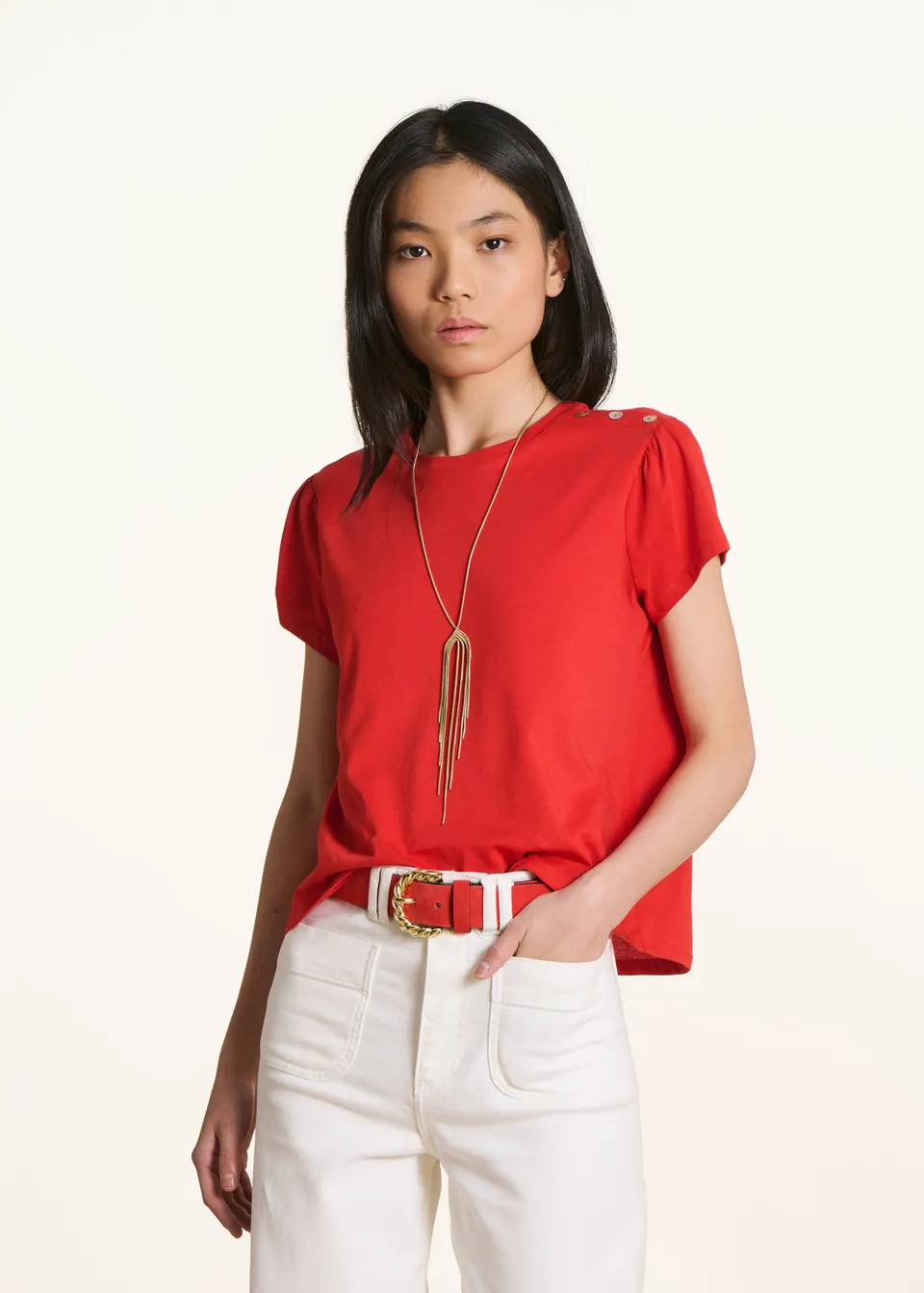 la-f-e-marabout-e-tops-t-shirt-rot-bio-baumwolle-kurzarm image 1