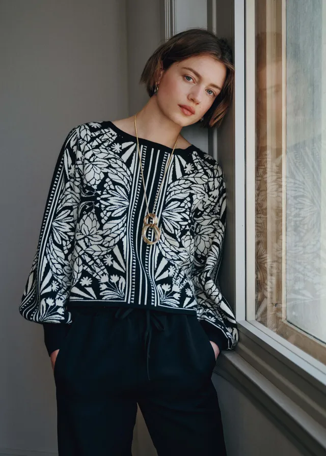 la-f-e-marabout-e-pullover-schwarz-wei-jacquard-gambie image 1