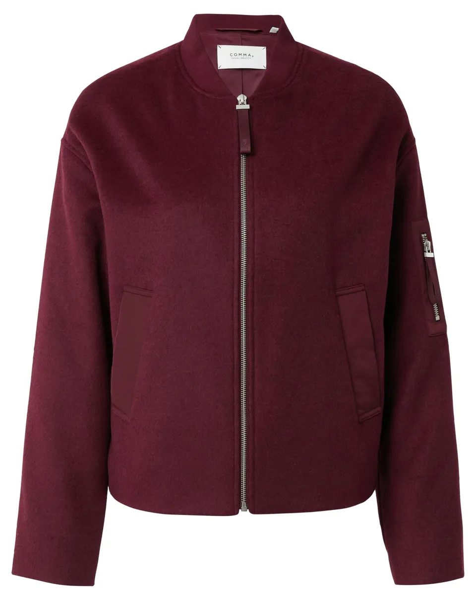 comma-blouson-jacke-wollmix-m-bordeaux-kapuze image 1