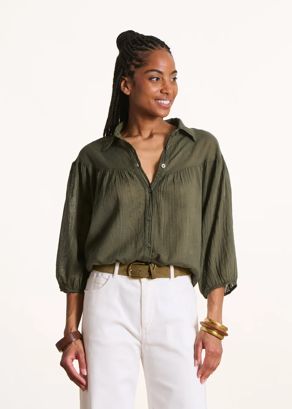 la-f-e-marabout-e-figua-bluse-damen-kaki-40-baumwolle image 1