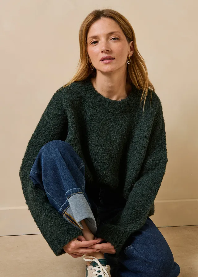 la-f-e-marabout-e-tresia-pullover-gr-n-boucl-wolle-alpaka image 1