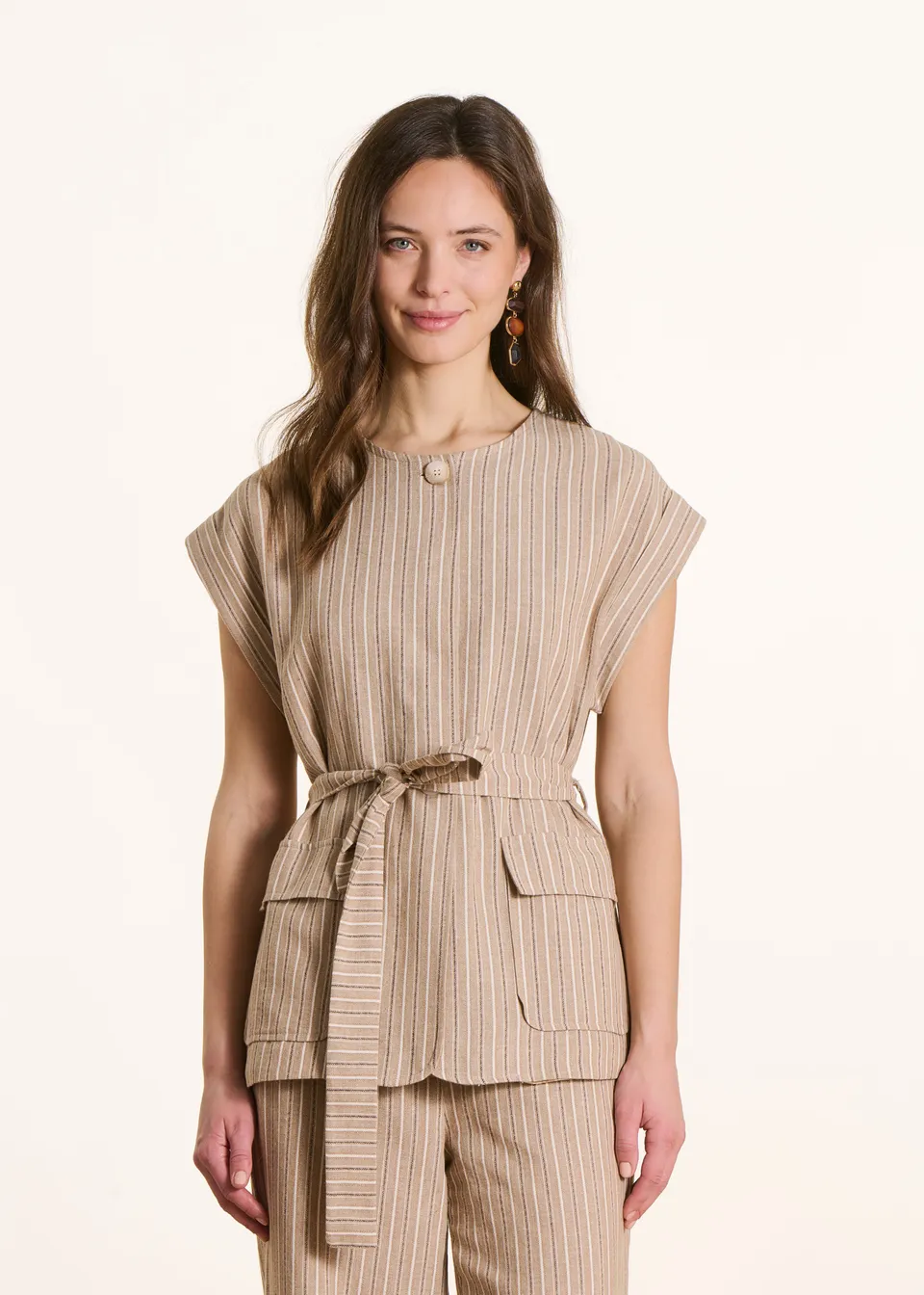 la-f-e-marabout-e-vestes-weste-beige-streifen-gr-38 image 1