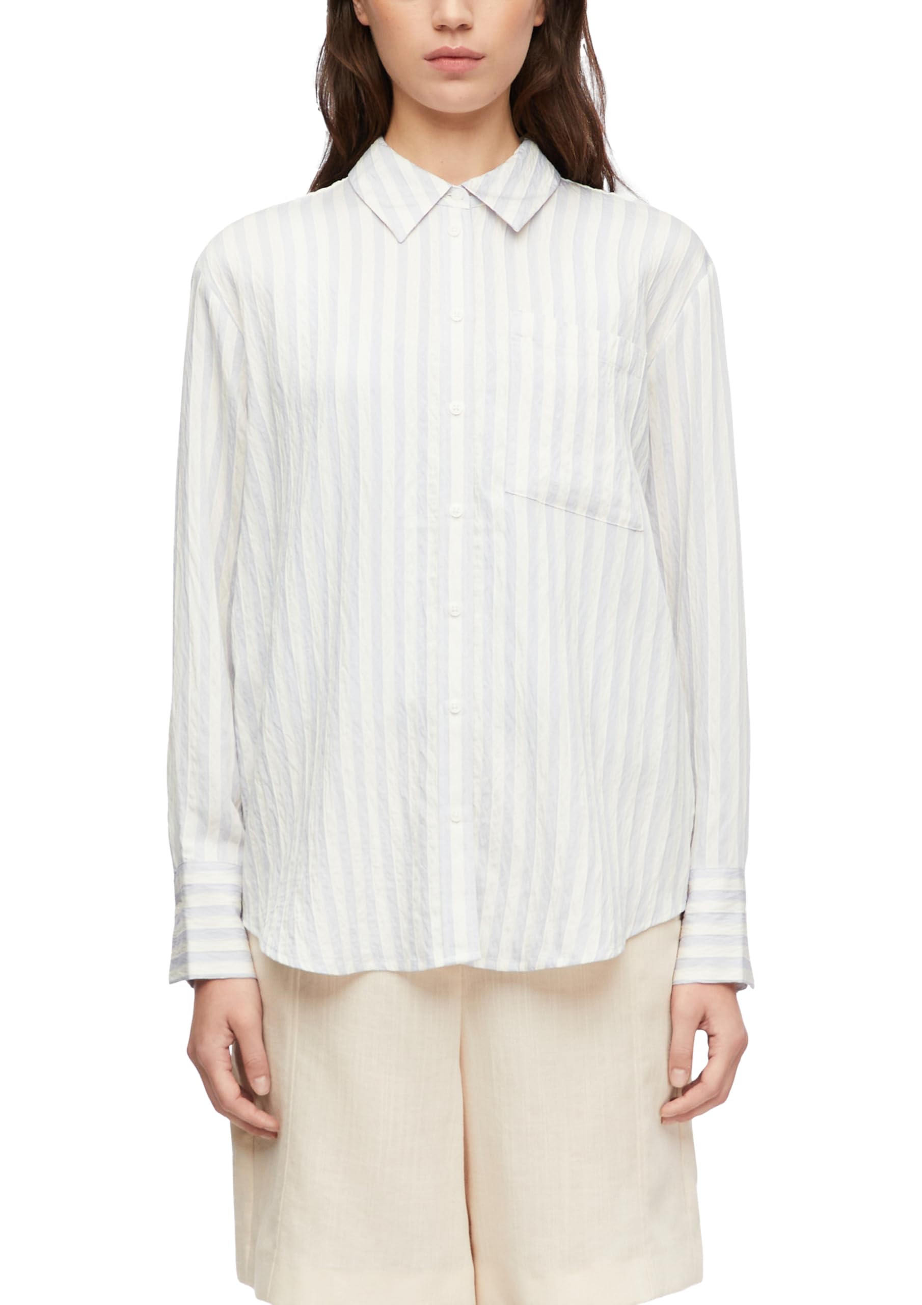 comma-blouses-bluse-loose-fit-streifen-hemdkragen-gr-34-rosa image 8