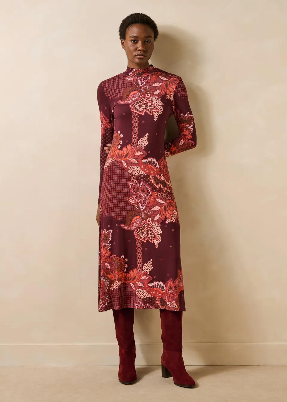 la-f-e-marabout-e-etrusk-kleid-rot-jersey-print-lang image 1