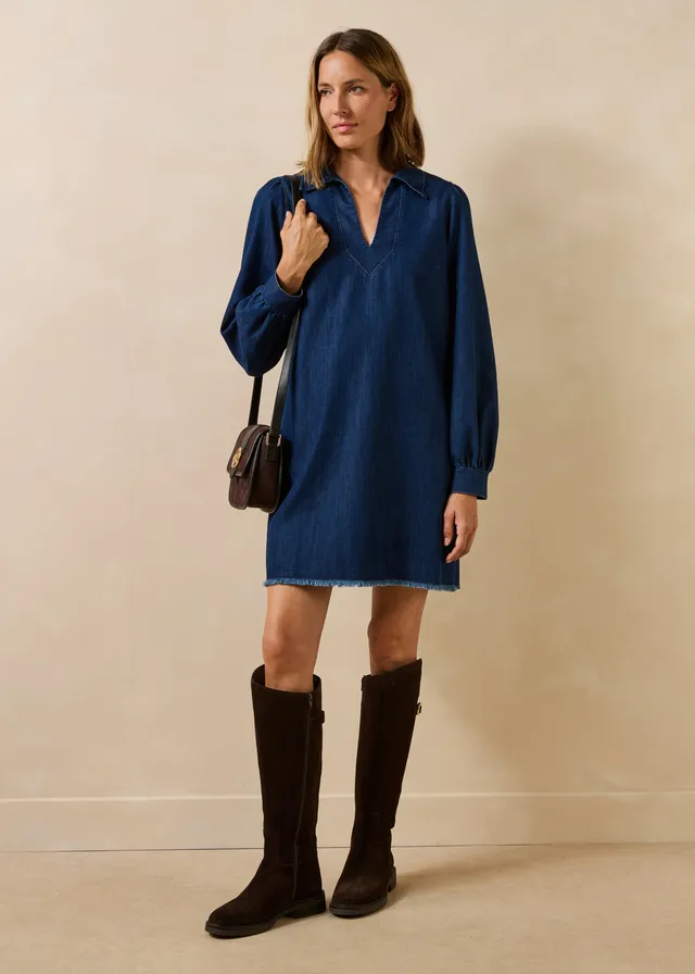 la-f-e-marabout-e-grida-jeans-kleid-blau-kurz-baumwolle image 1