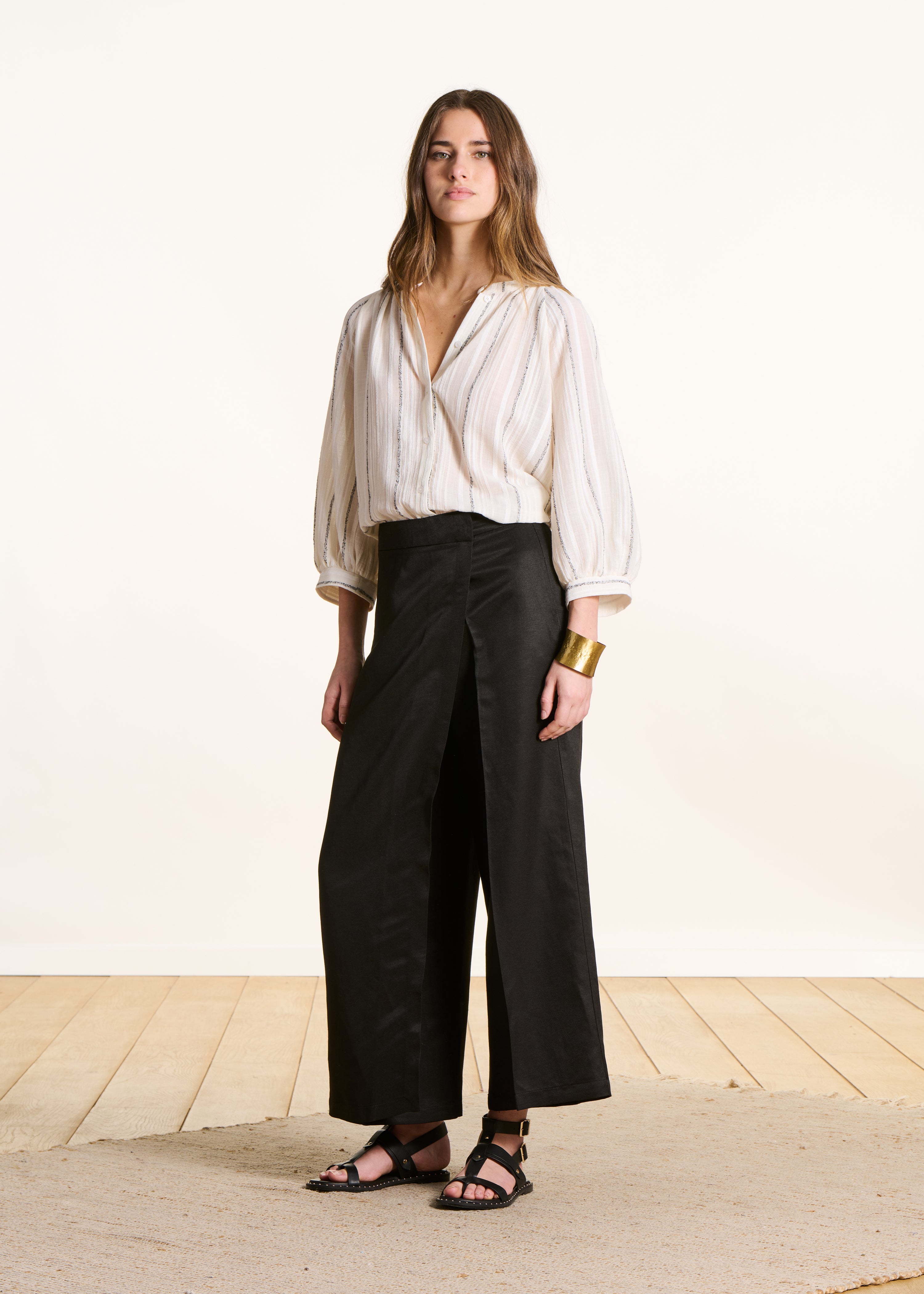 la-f-e-marabout-e-fulano-hose-damen-schwarz-7-8-leinen-weit image 1