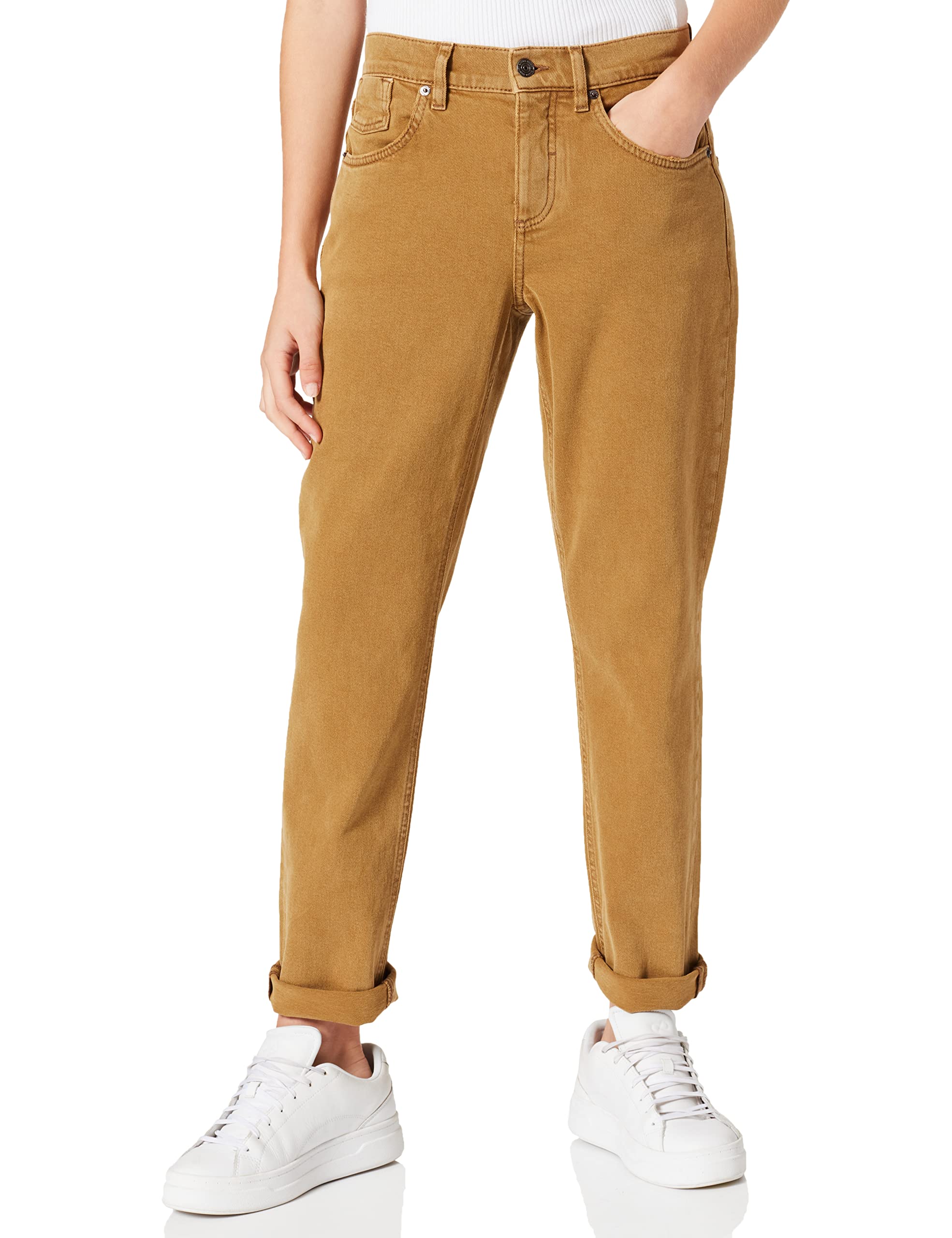 comma-freizeithose-damen-46-olive-brown-jeans-optik-baumwolle image 1