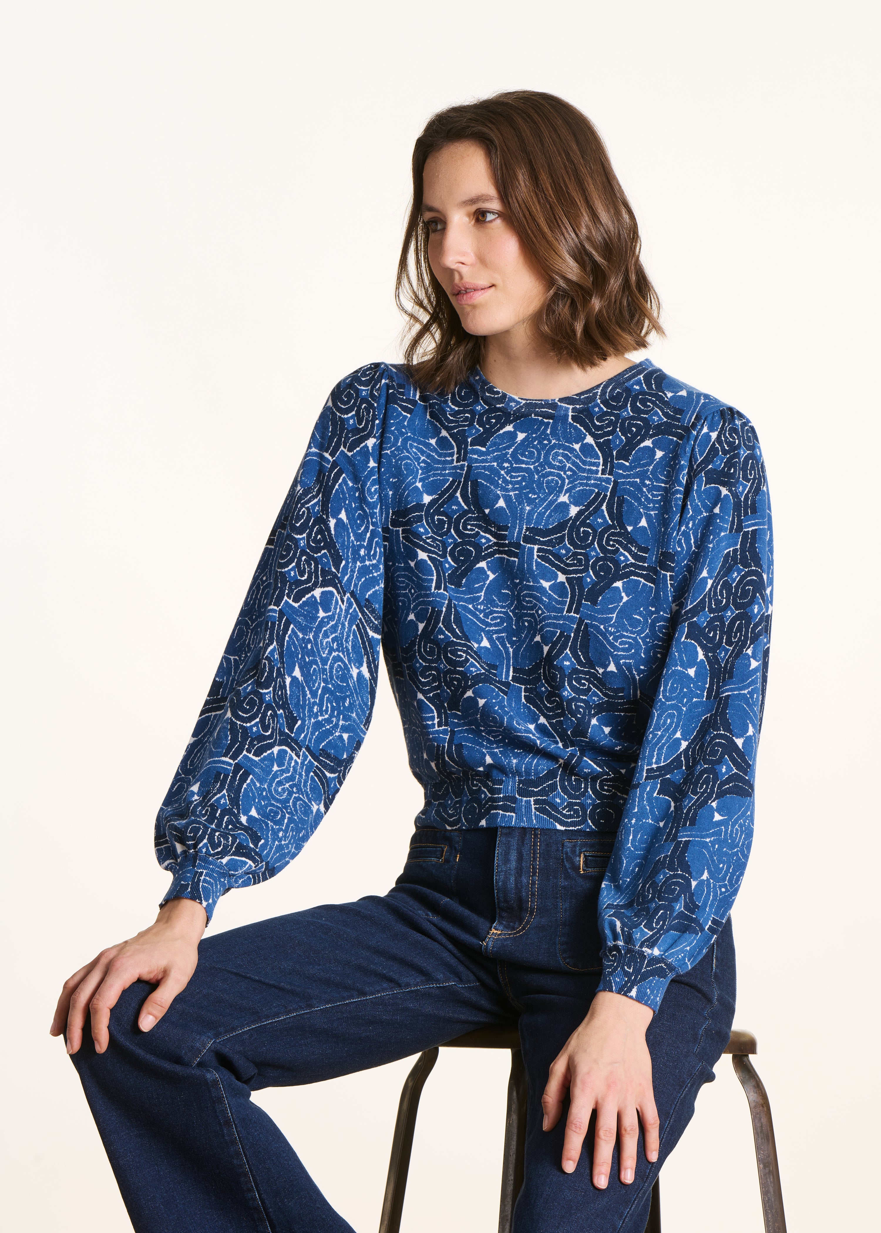 la-f-e-marabout-e-forlo-pullover-blau-bio-baumwolle-ethnoprint image 1