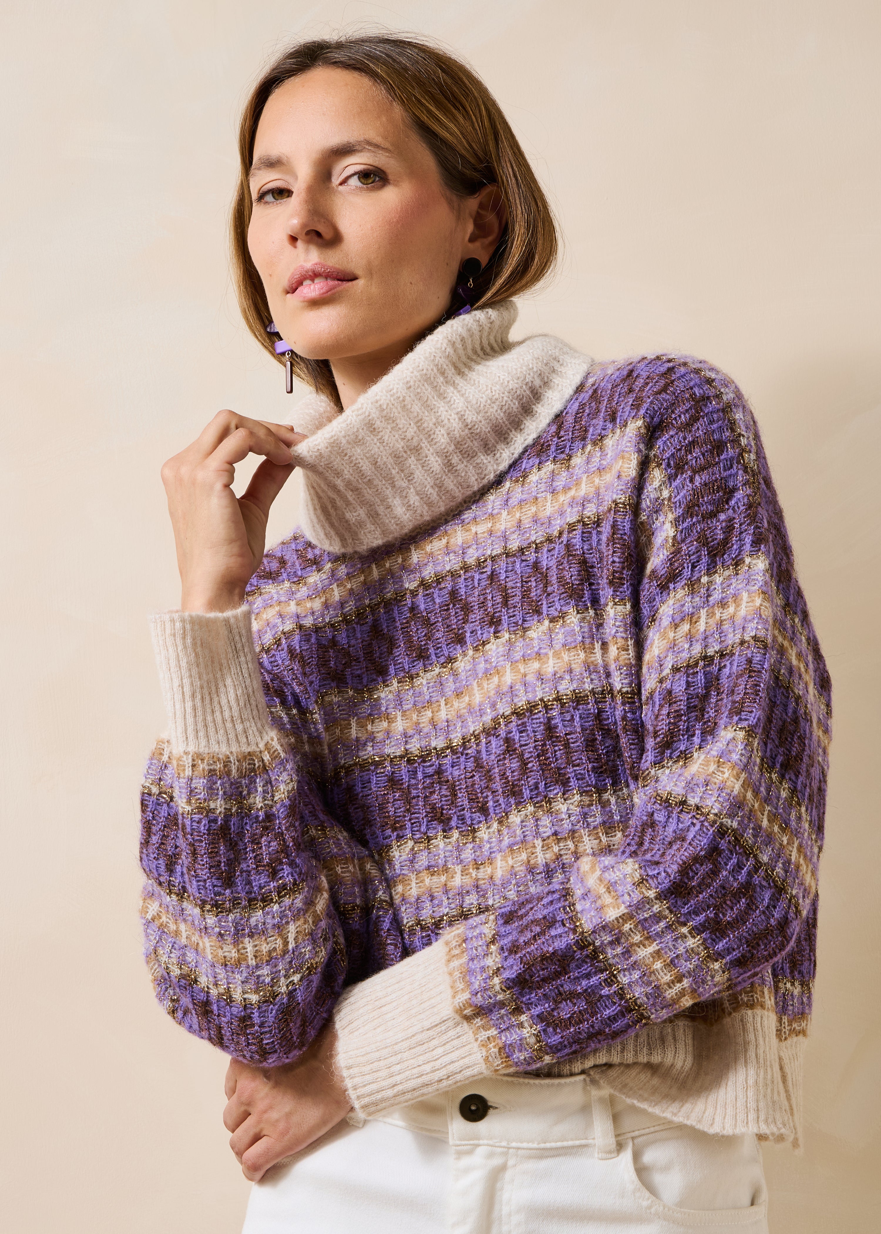 la-f-e-marabout-e-goji-pullover-cru-violett-streifen-oversize image 1