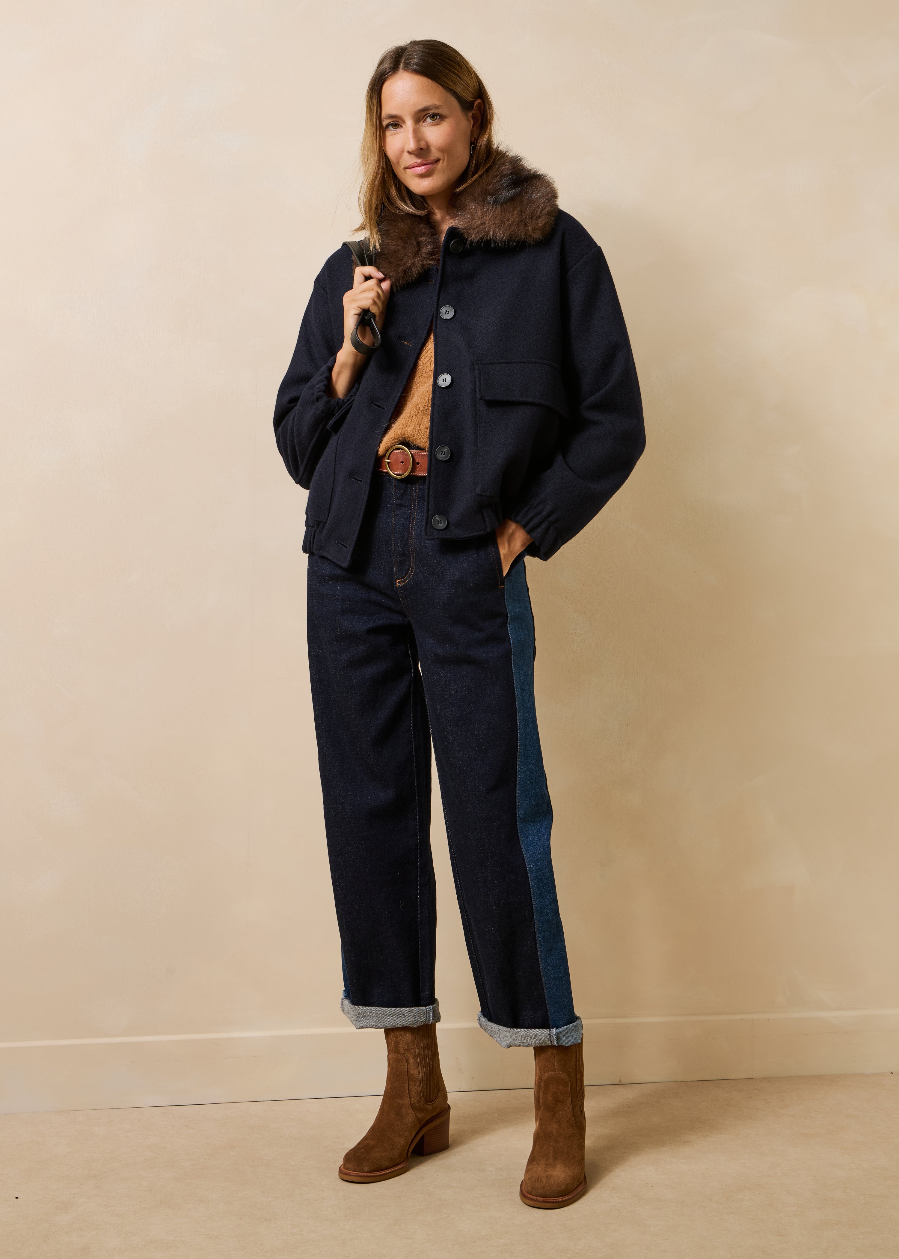 la-f-e-marabout-e-galane-blouson-damen-marine-fellkragen image 2