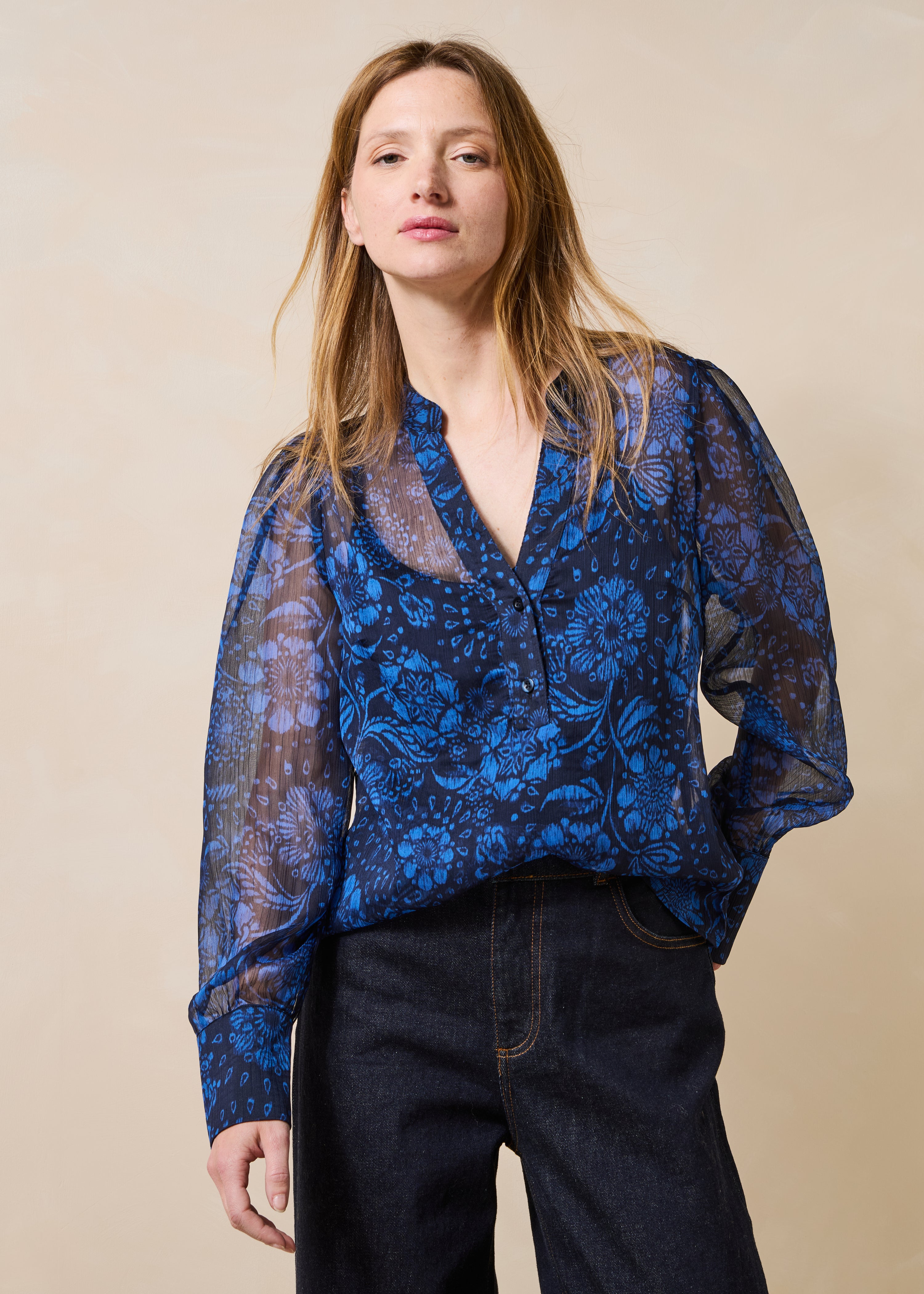 la-f-e-marabout-e-zulys-top-blau-blumendruck-tunika image 1
