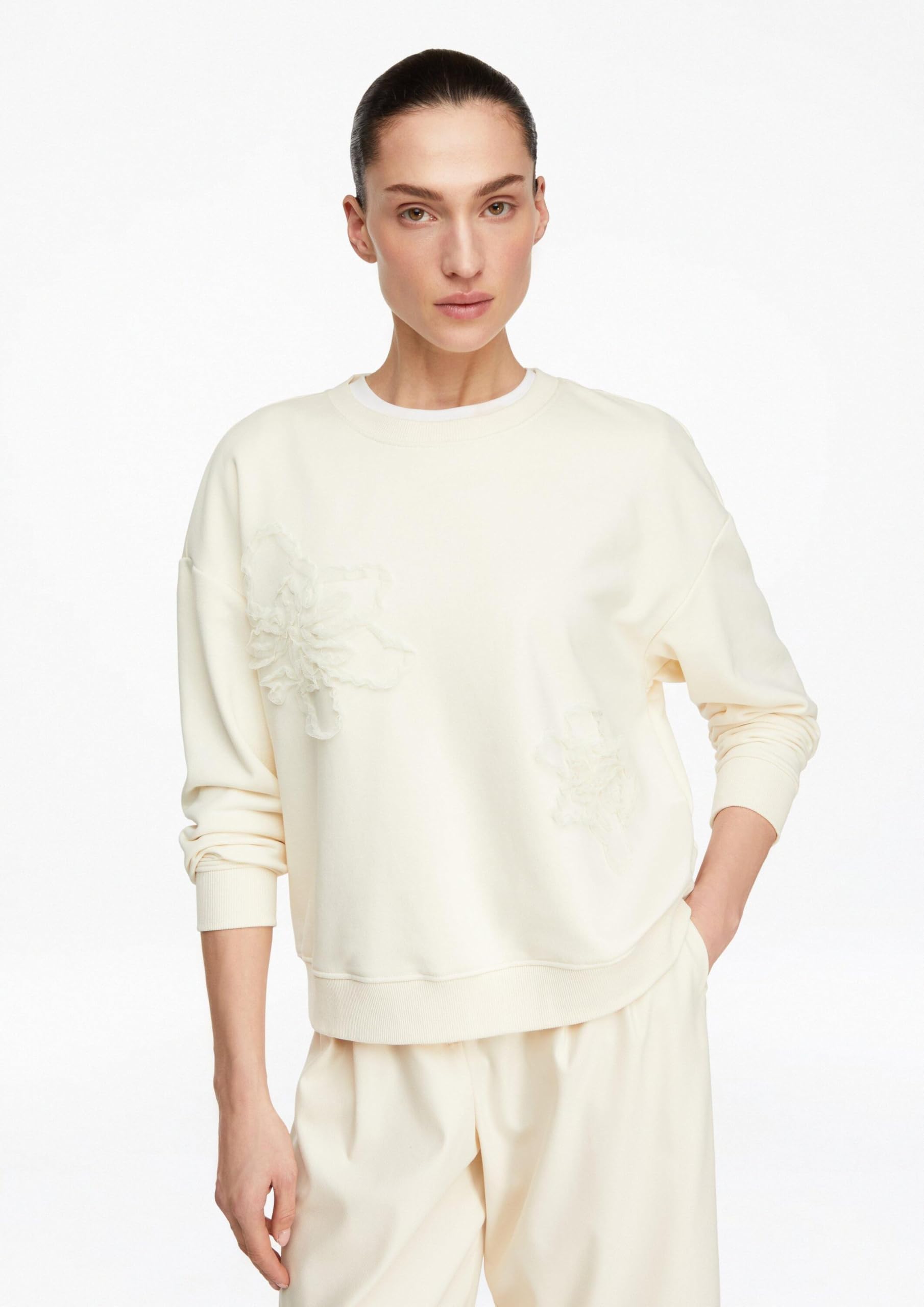 comma-sweatshirt-blumenapplikation-baumwolle-relaxed-fit image 6