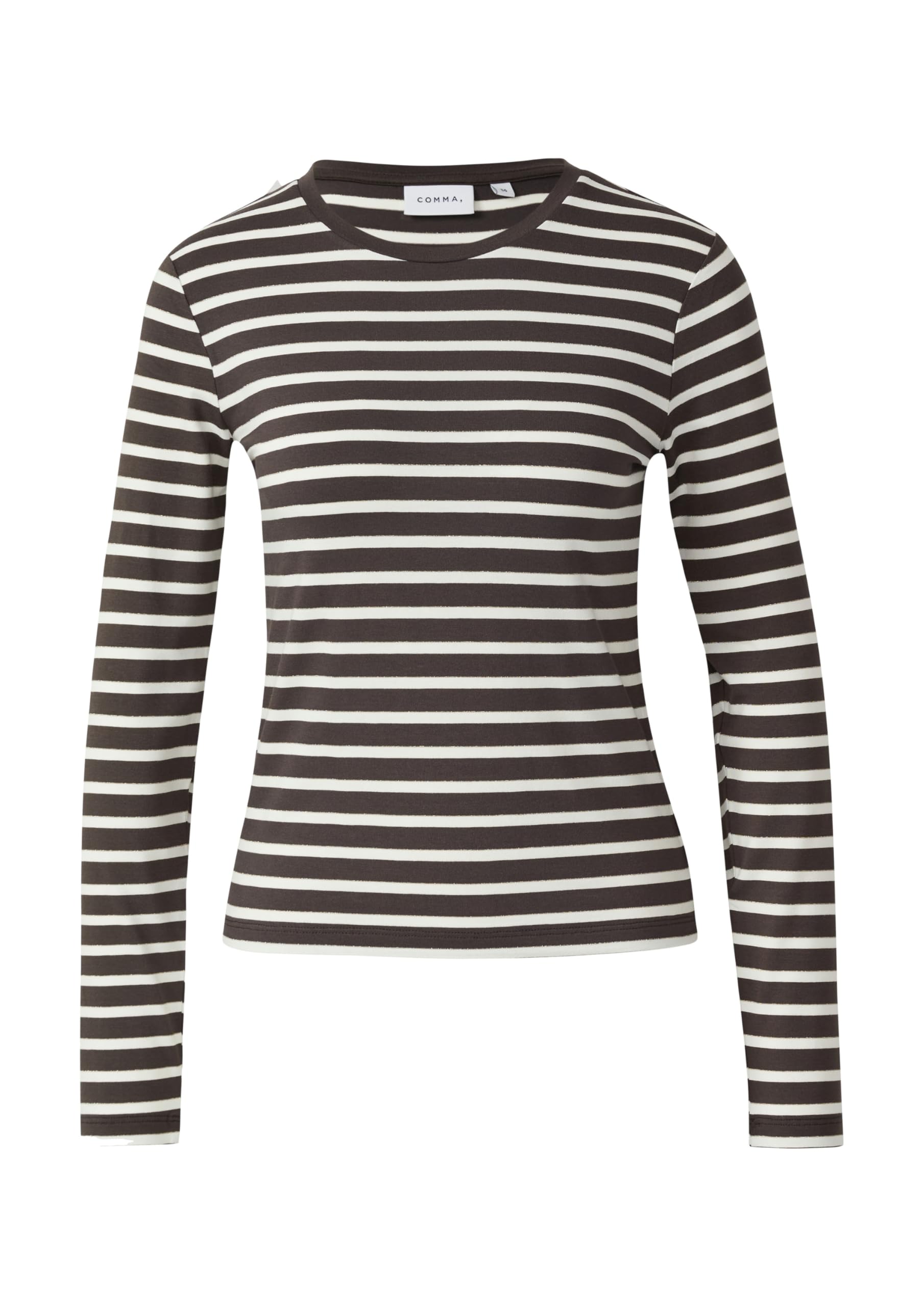 comma-gestreiftes-longsleeve-glitzergarn-helles-beige-gr-44 image 3