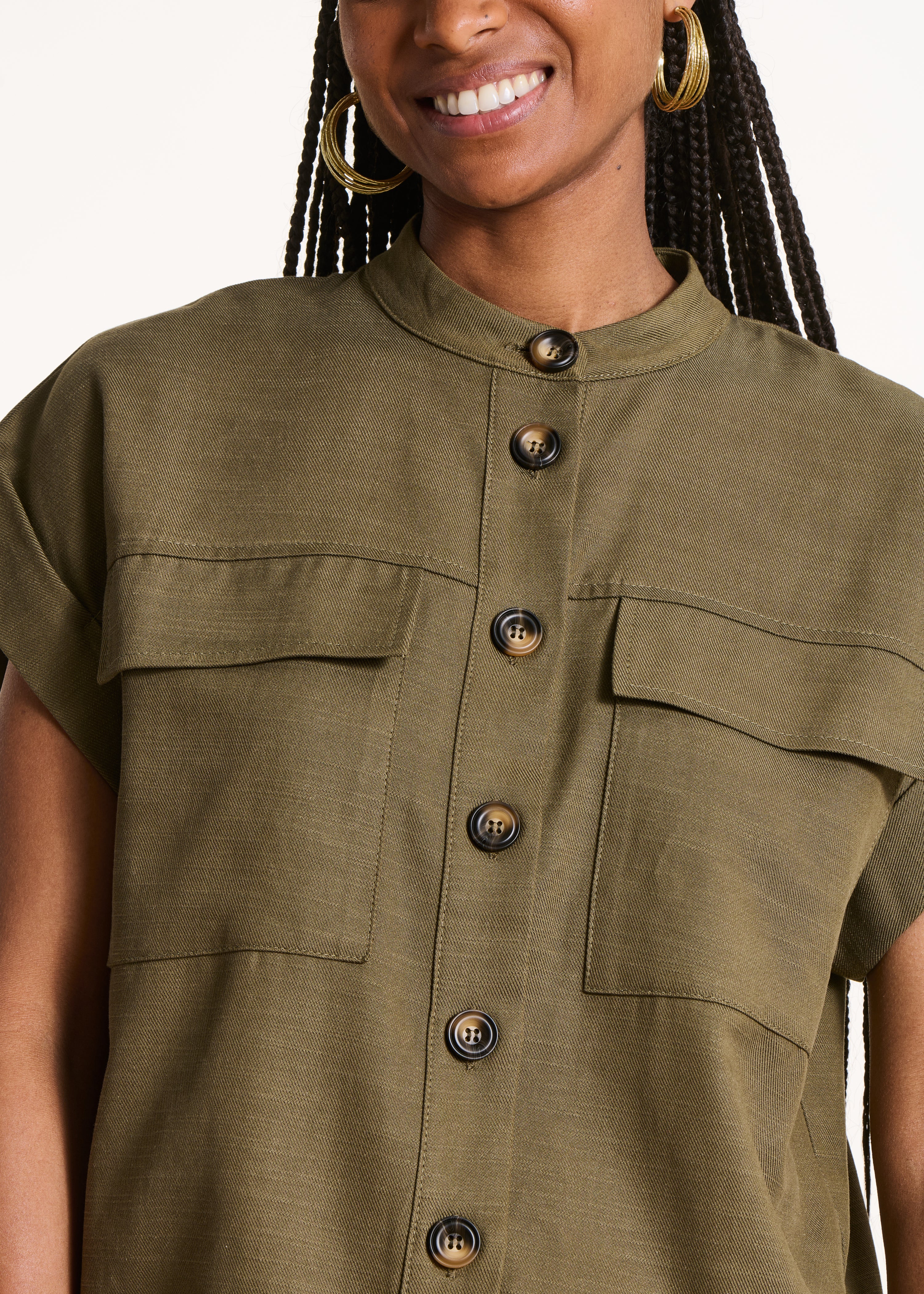 la-f-e-marabout-e-foro-bluse-khaki-kurzarm-lyocell image 5