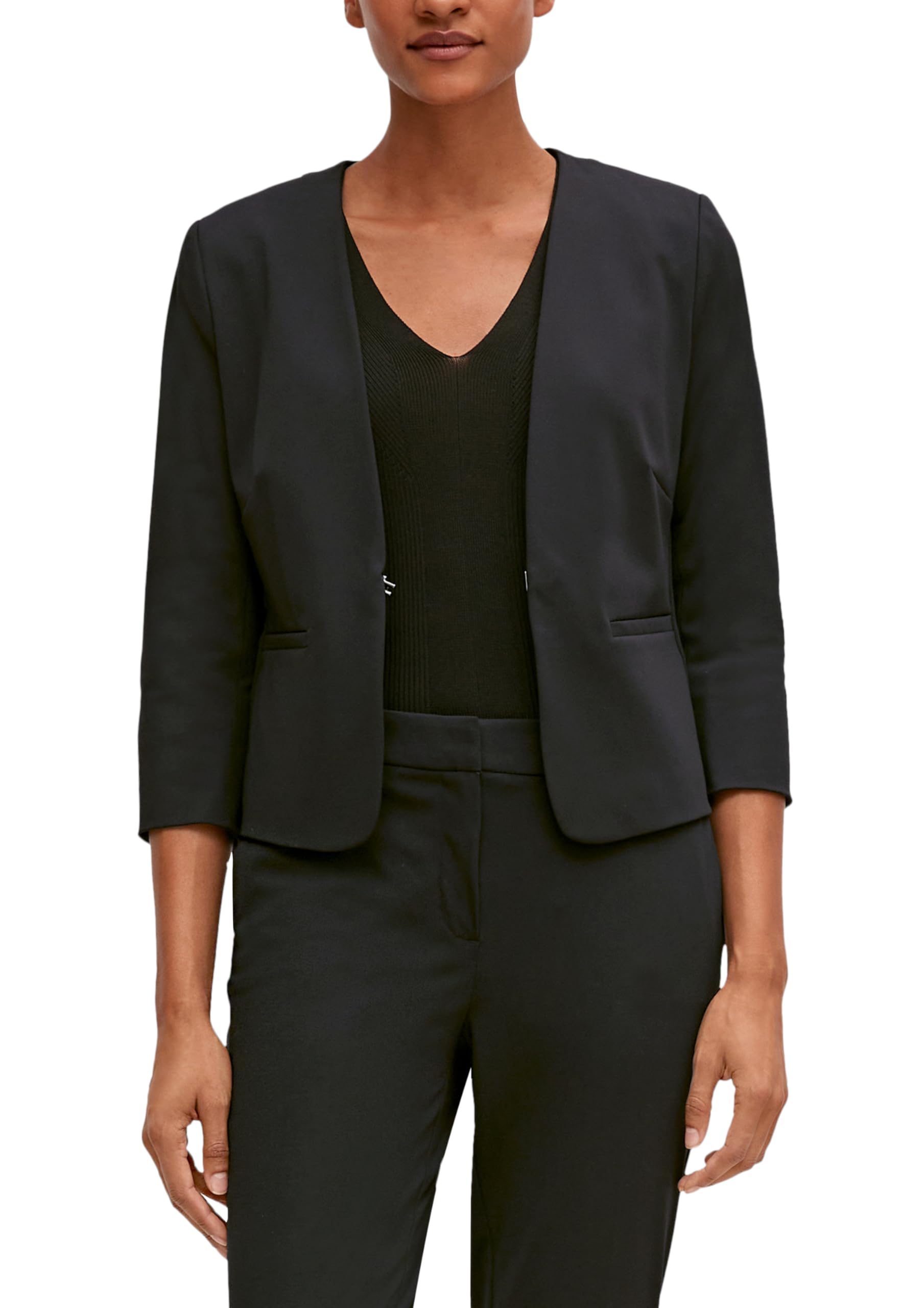 comma-blazer-kurz-damen-blazer-navy-slim-fit-viskose image 1