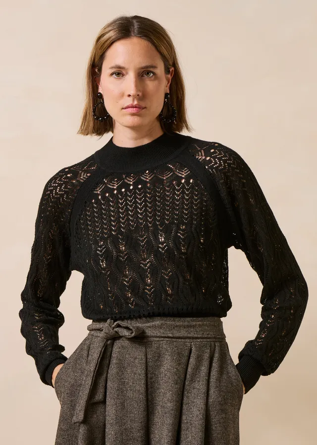 la-f-e-marabout-e-gabrio-pullover-schwarz-lochstrick image 1