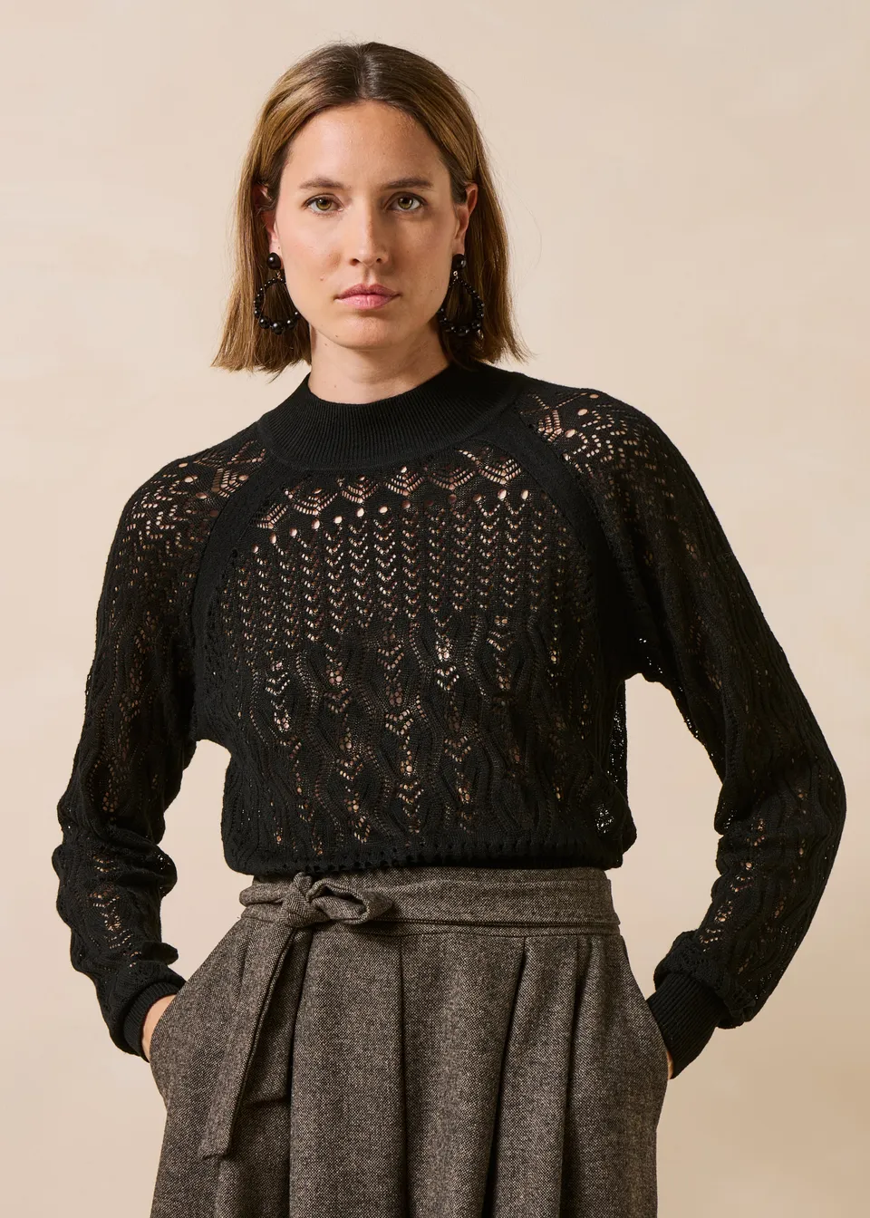 la-f-e-marabout-e-gabrio-pullover-schwarz-lochstrick image 1