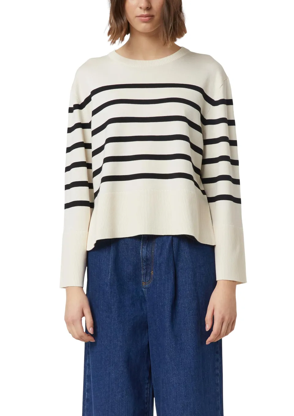 comma-streifenpullover-strickpullover-weite-rmel-blau image 1