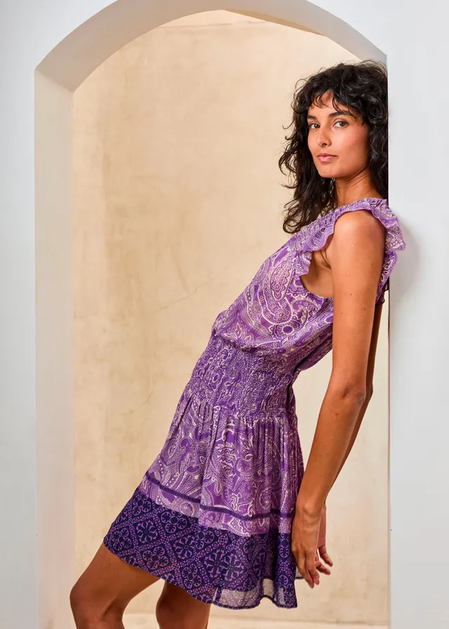 la-f-e-marabout-e-minikleid-lila-paisleymuster-viskose image 1