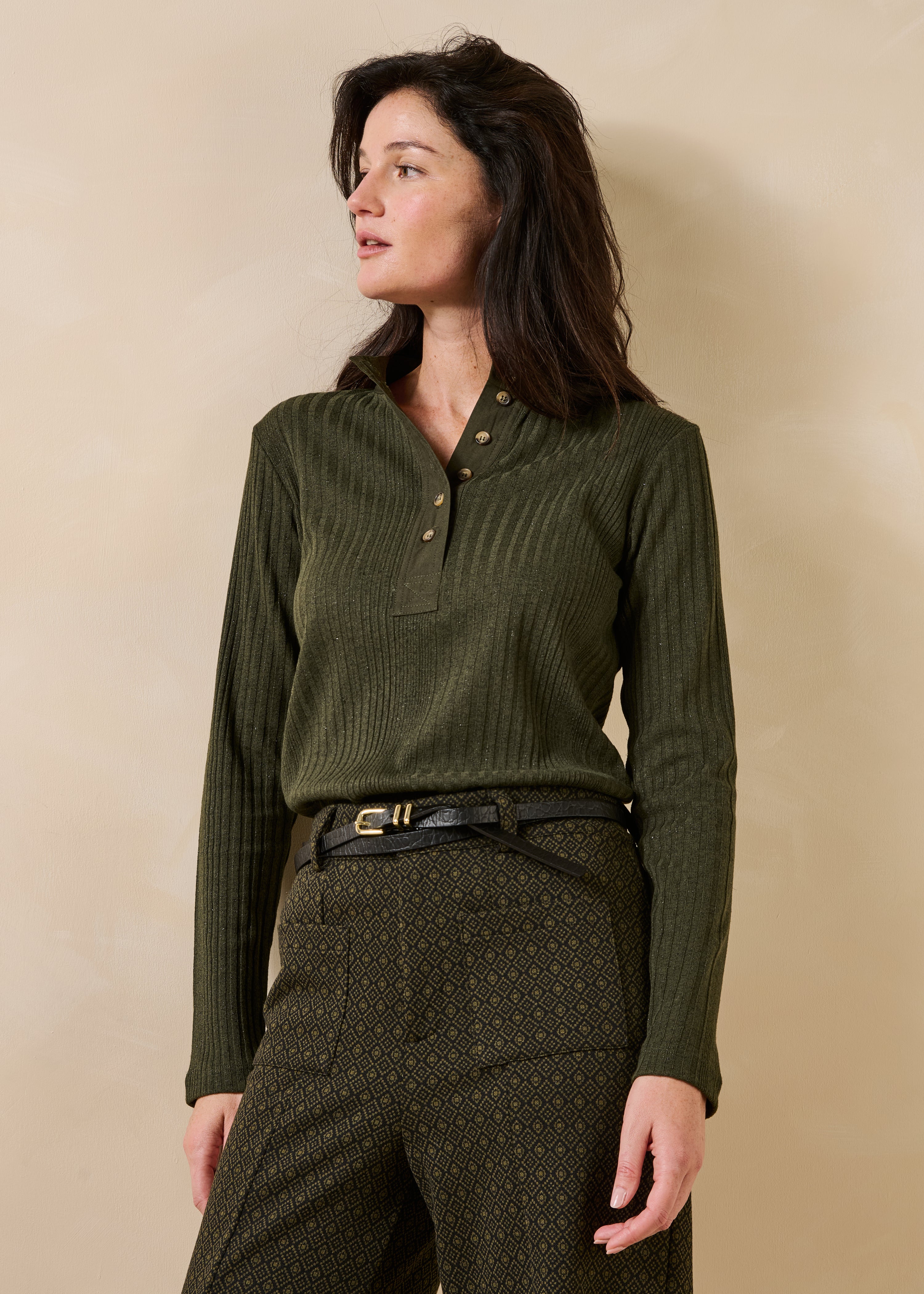 la-f-e-marabout-e-gresil-t-shirt-damen-kaki-langarm image 1