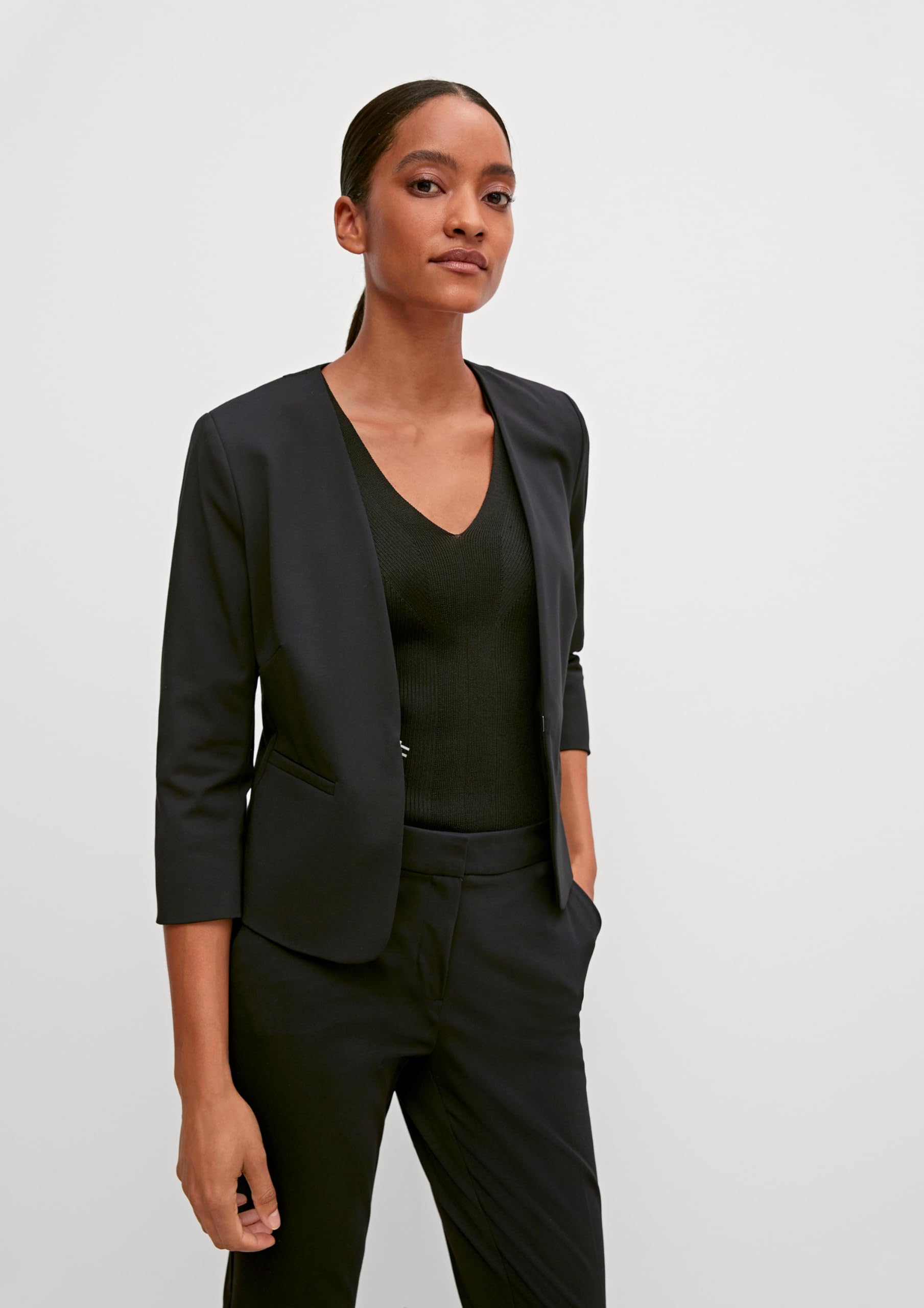 comma-blazer-kurz-damen-blazer-navy-slim-fit-viskose image 6