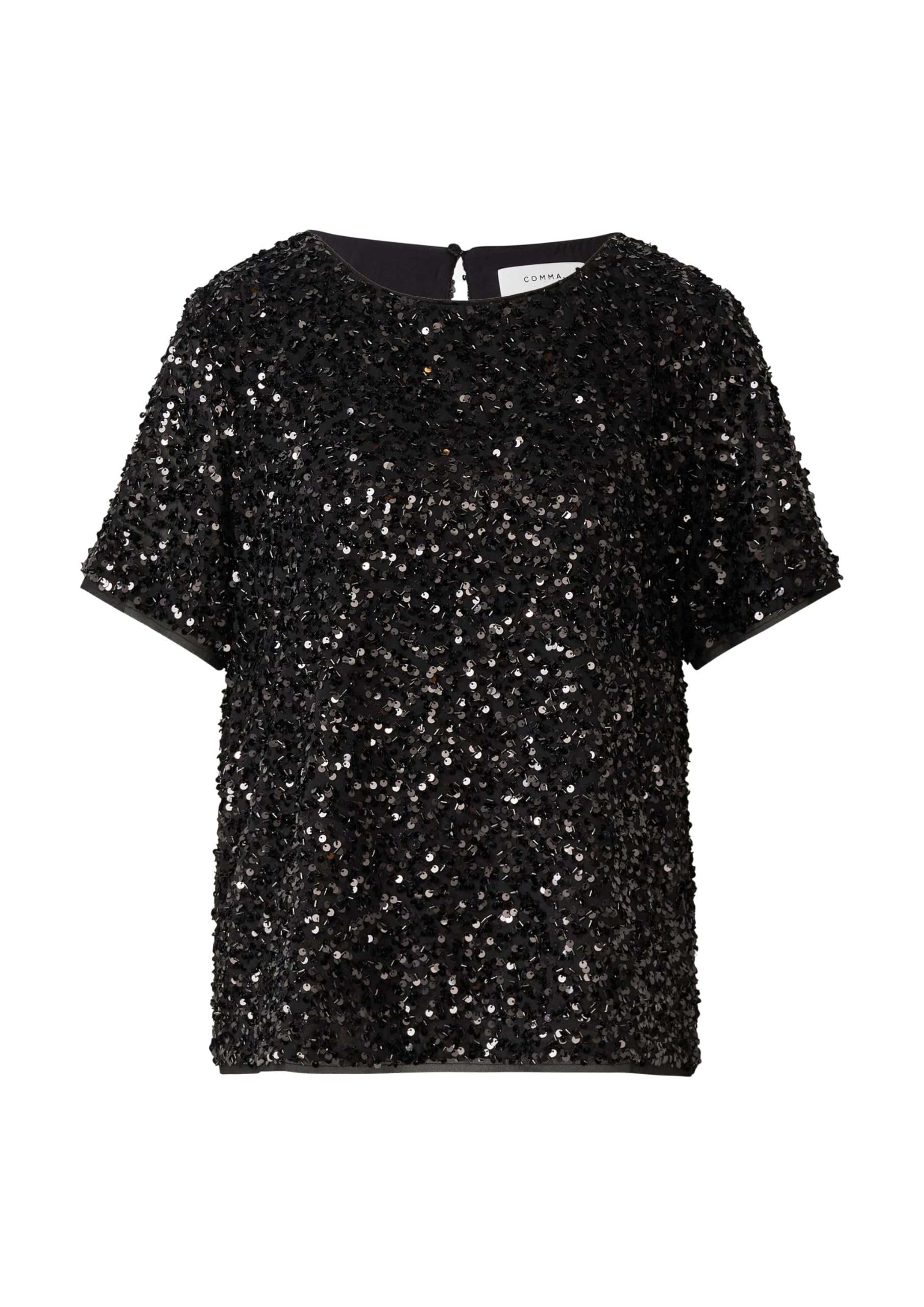 comma-bluse-kurzarm-pailletten-schwarz-blusenshirt image 3
