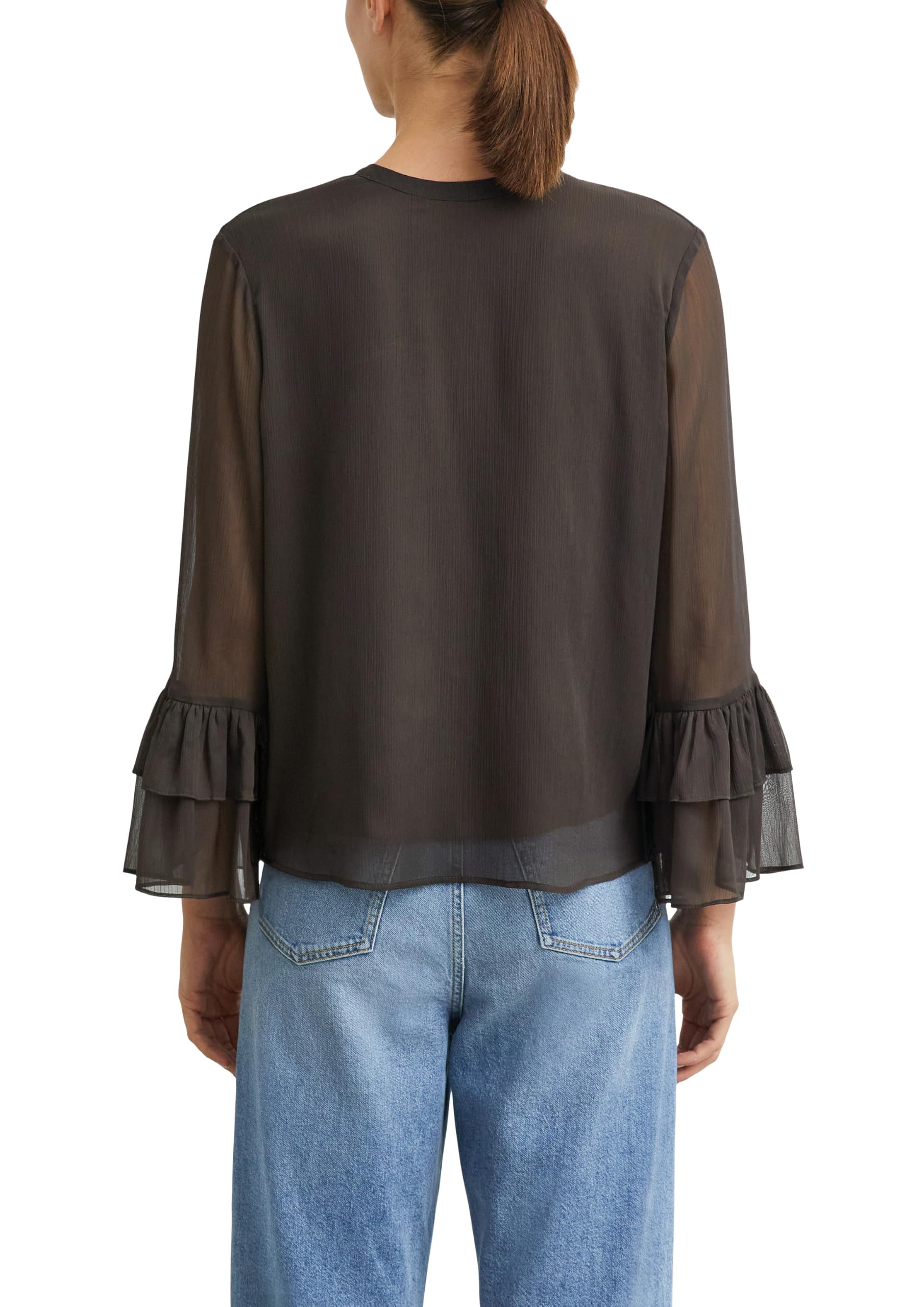 comma-blouses-chiffon-bluse-trompetenaermel-creme image 2