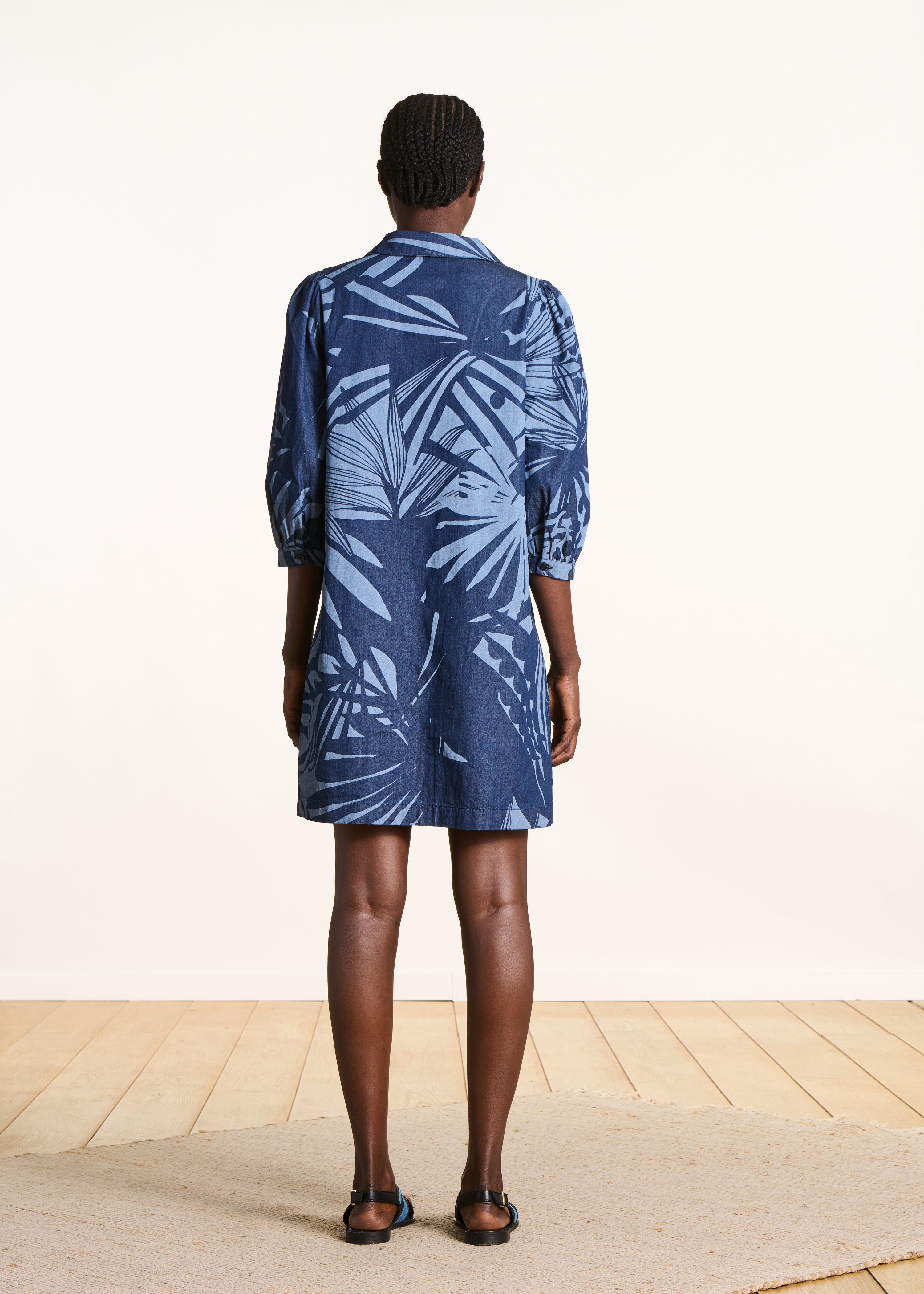 la-f-e-marabout-e-france-kleid-blau-kurz-baumwolle image 2