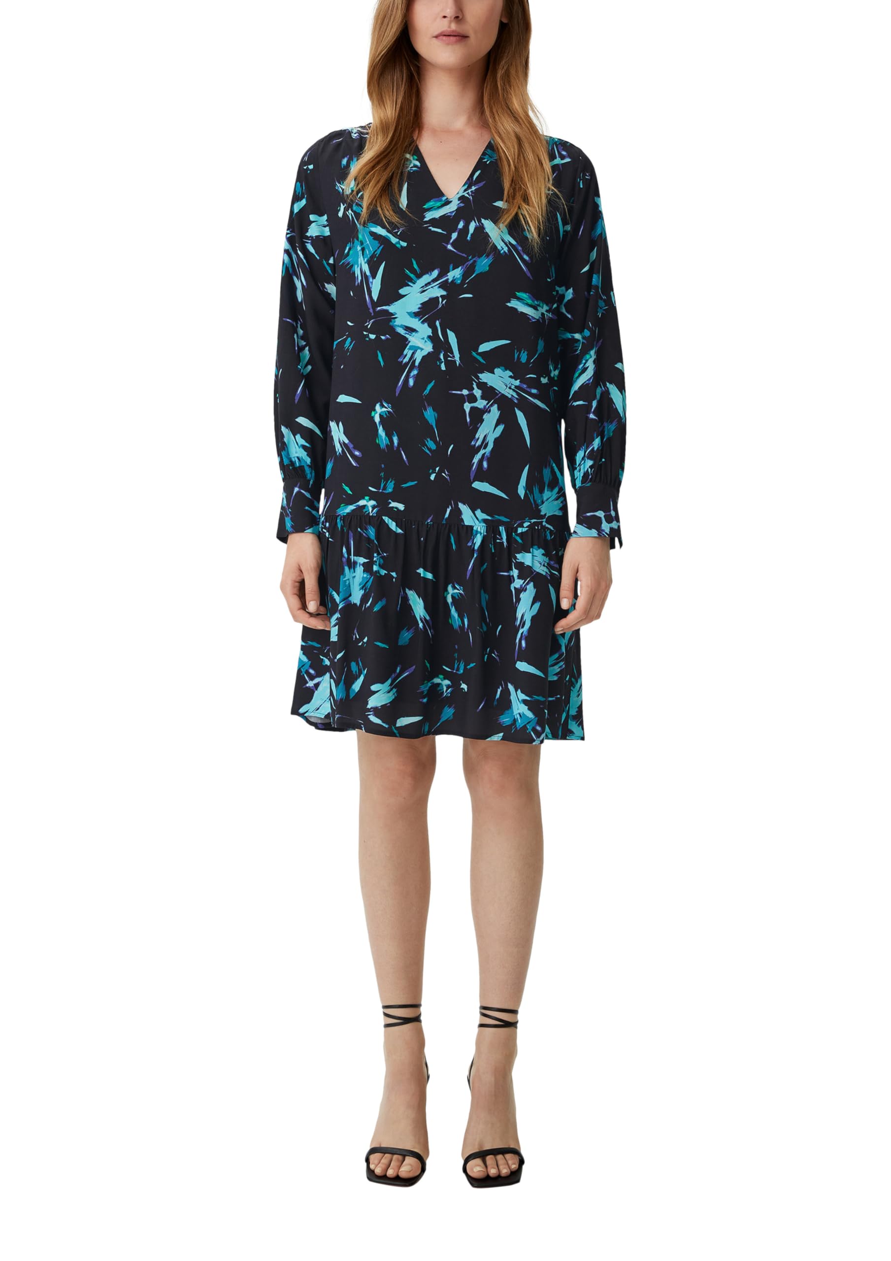 comma-dresses-kleid-allover-print-v-ausschnitt-gr-38-schwarz image 7
