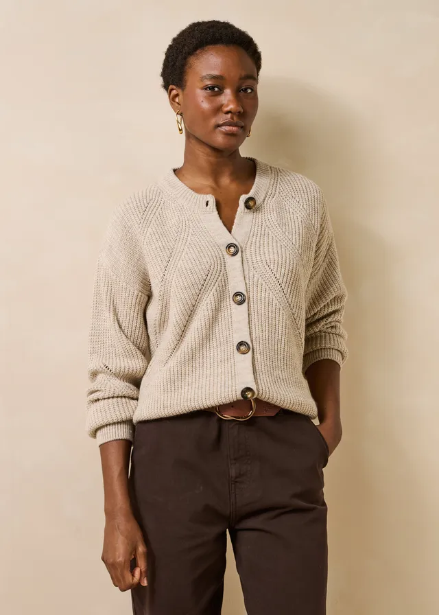 la-f-e-marabout-e-pulls-gilet-glowar-strickjacke-beige-rippstrick image 1