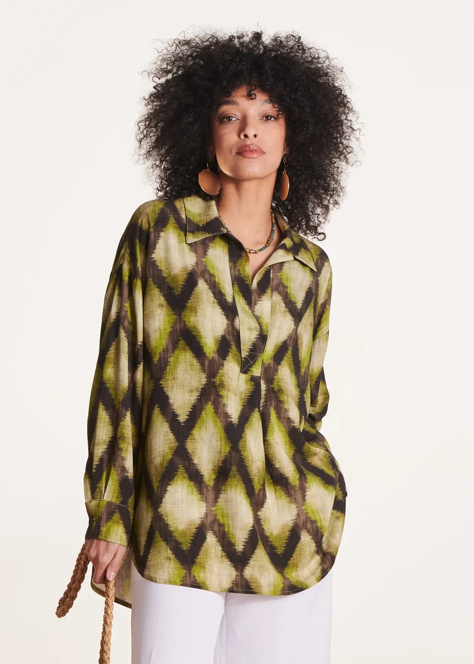la-f-e-marabout-e-zaima-top-kaki-oversize-print-viskose image 1