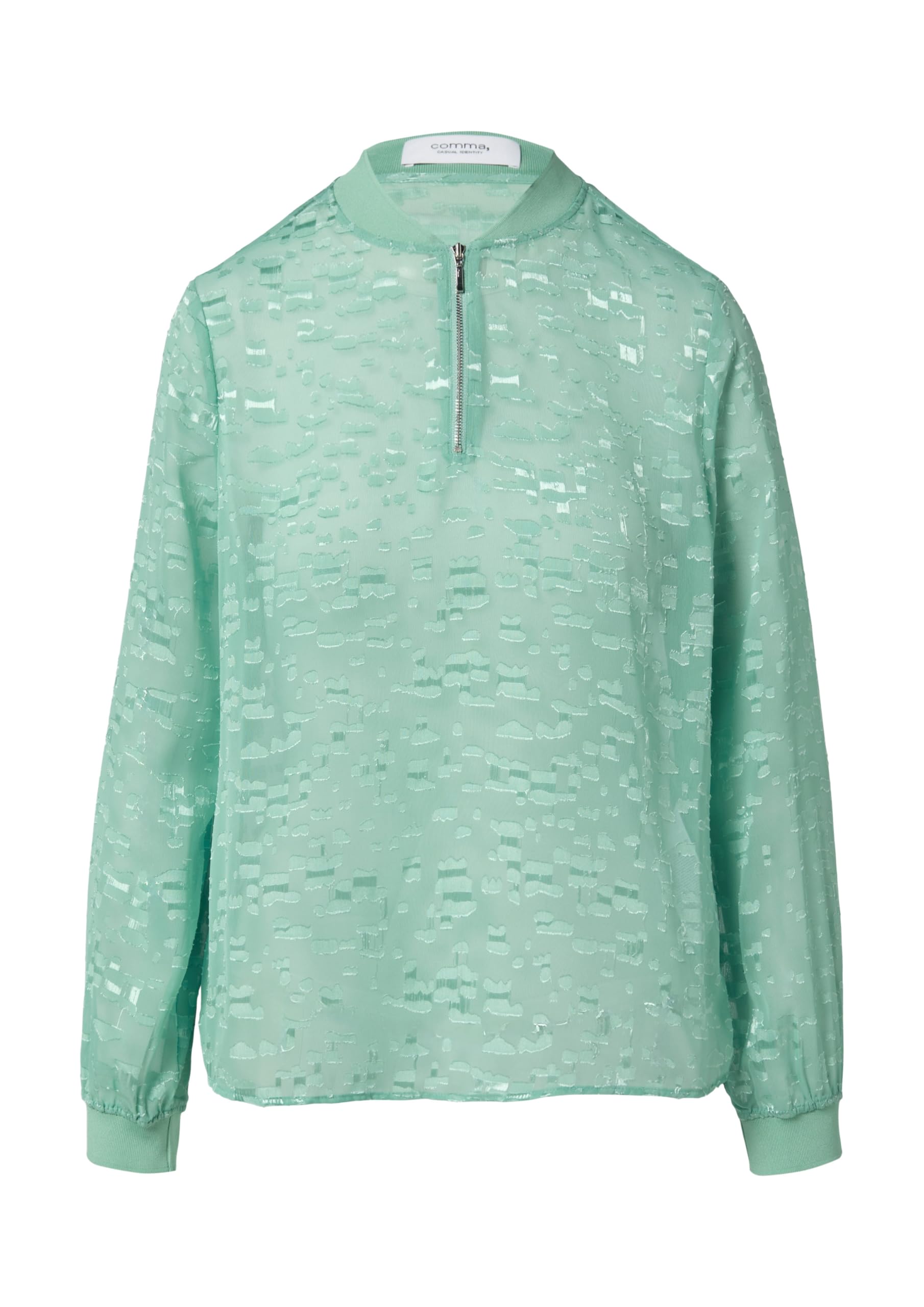 comma-jacquard-bluse-transparent-zip-ausschnitt-minze image 3