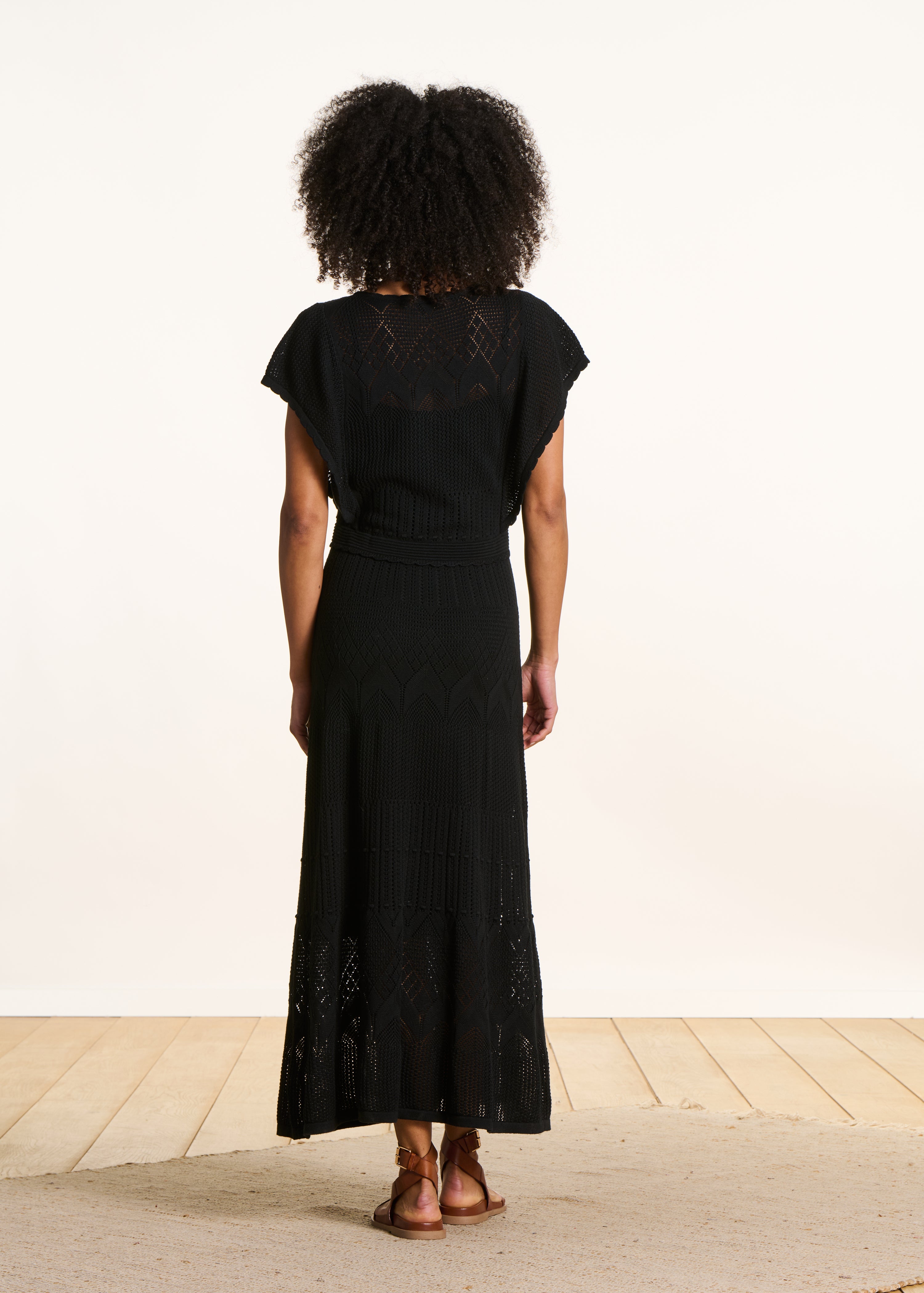 la-f-e-marabout-e-florida-langes-kleid-schwarz-lochstrick image 3