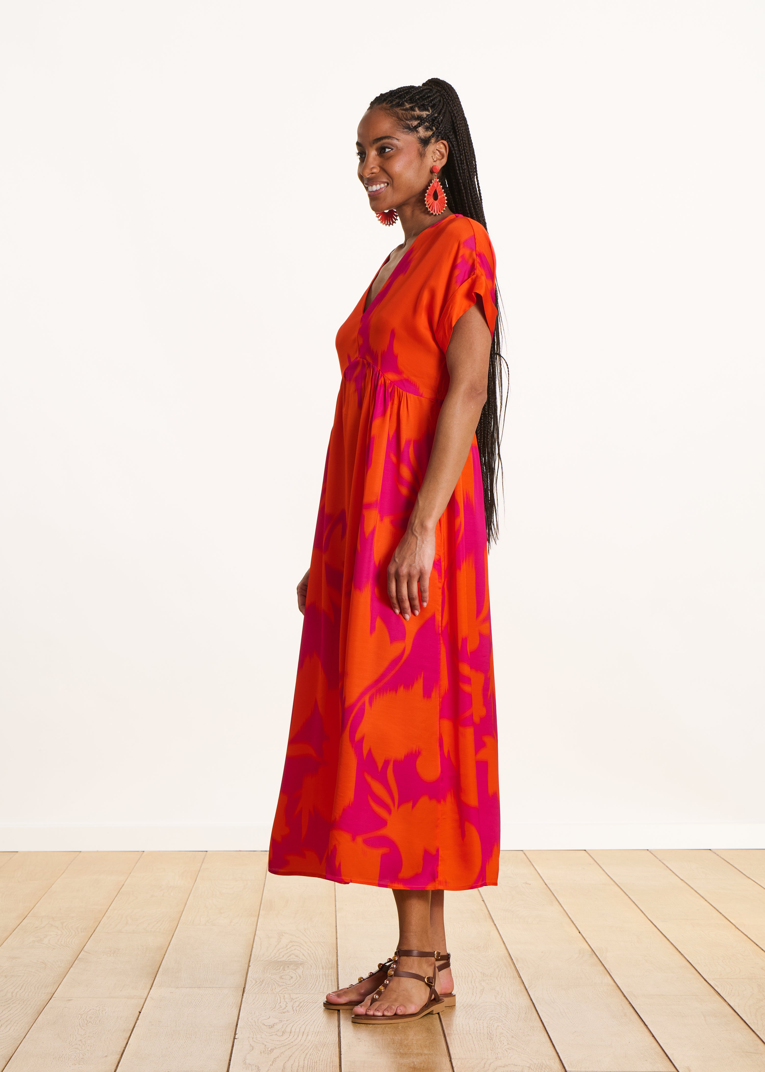 la-f-e-marabout-e-darling-maxikleid-satin-kleid-rose-orange-floral image 2