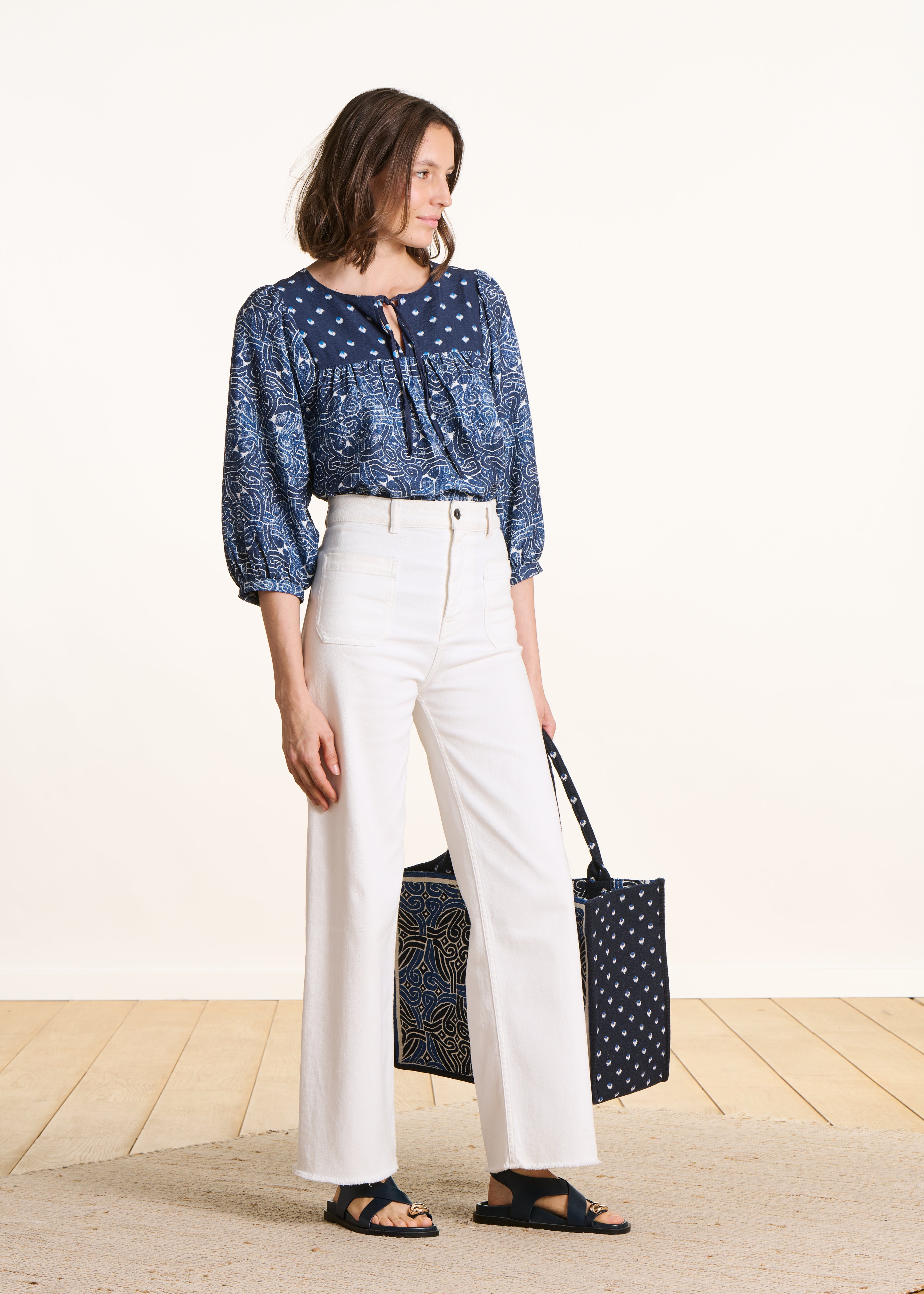 la-f-e-marabout-e-tops-top-blau-patchwork-3-4-rmel-ethno image 2