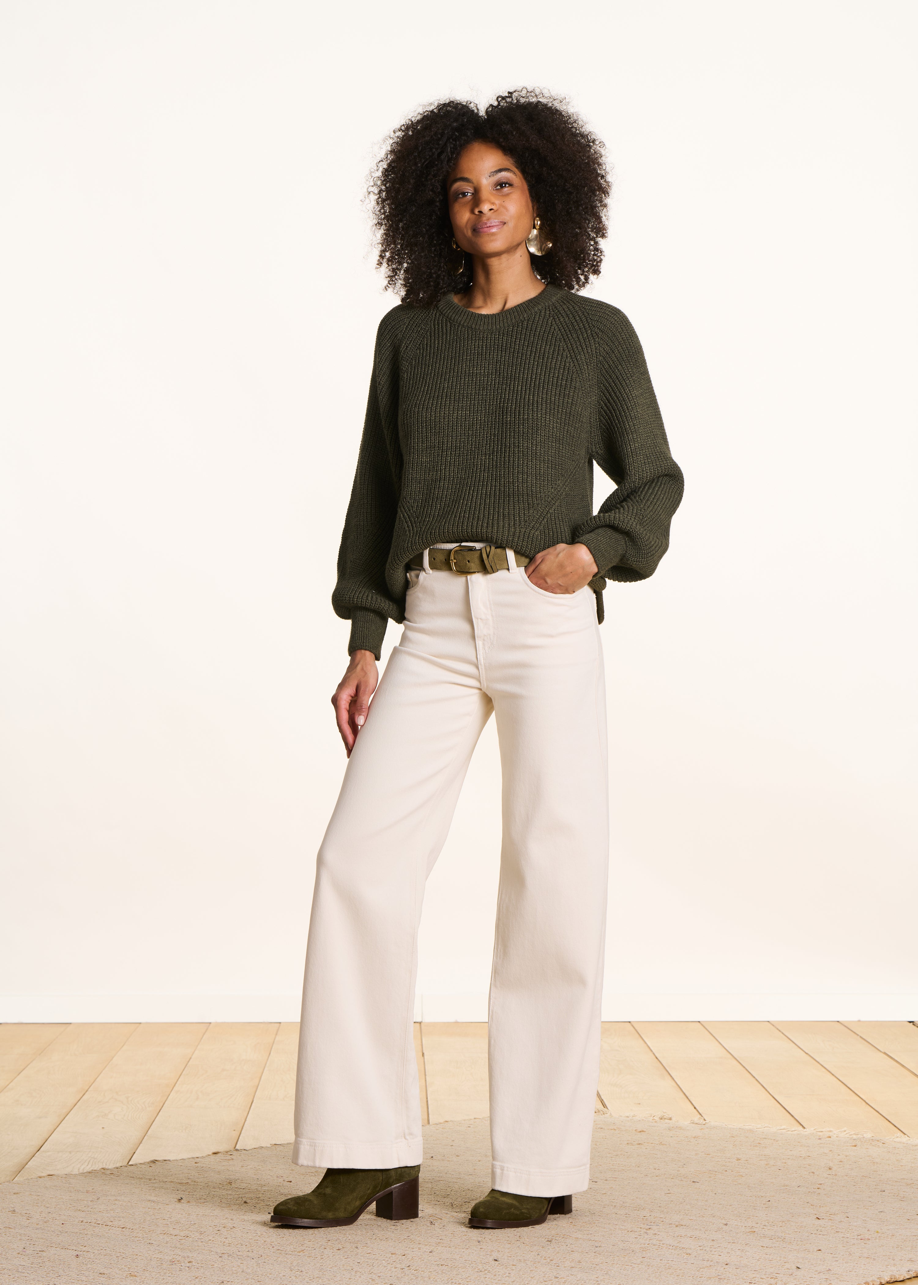la-f-e-marabout-e-egiste-pullover-khaki-rundhals-langarm image 2