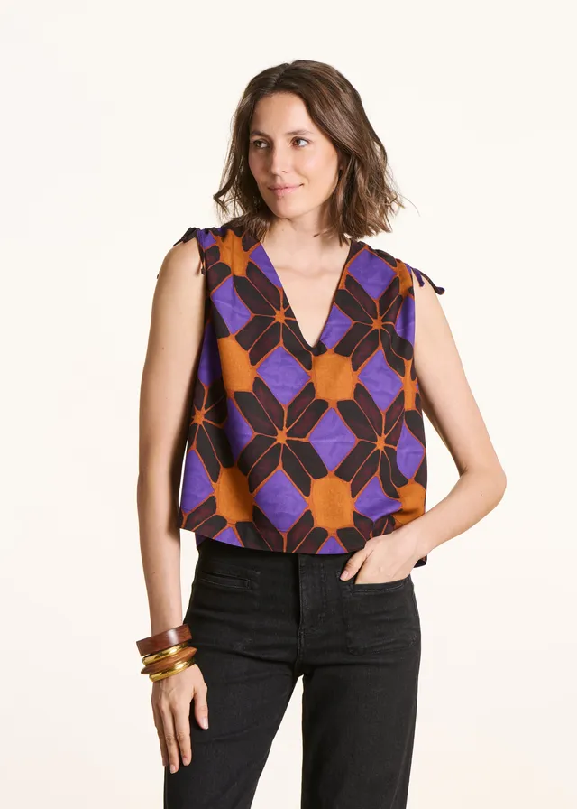 la-f-e-marabout-e-fisma-top-orange-v-ausschnitt image 1