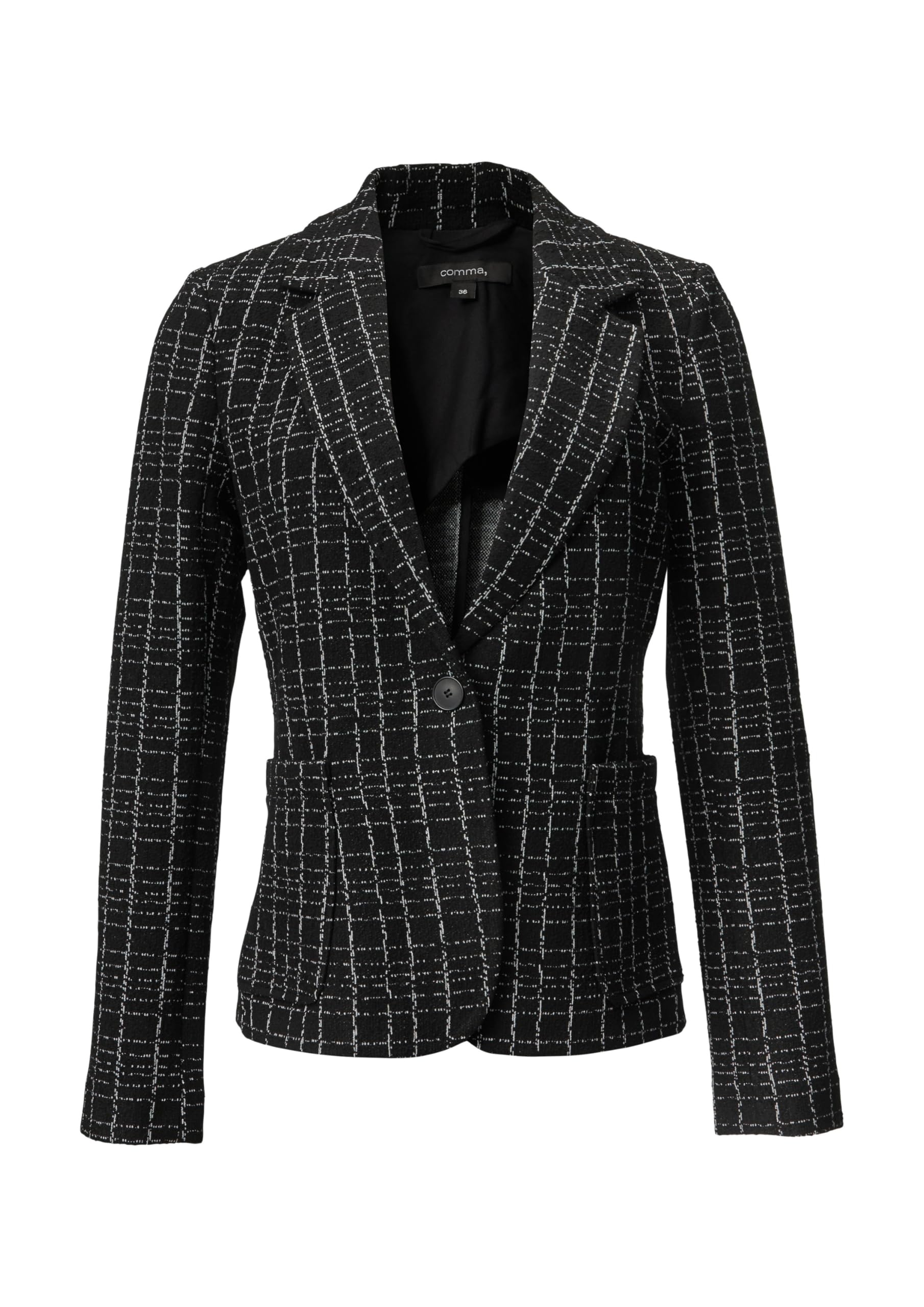 comma-blazer-2158129-boucl-kariert-schwarz-gr-38 image 3