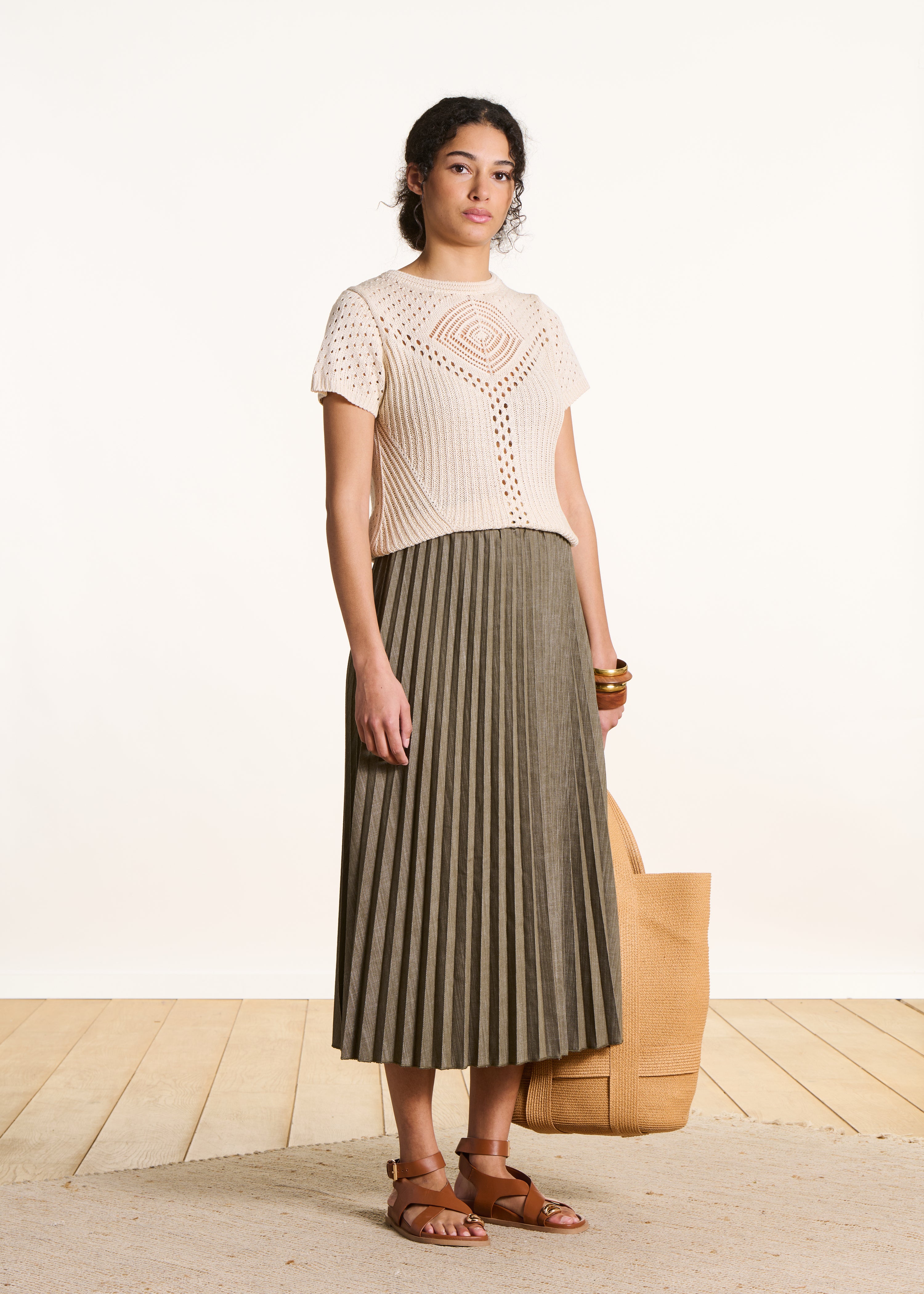 la-f-e-marabout-e-donut-plissee-rock-khaki-midi image 1