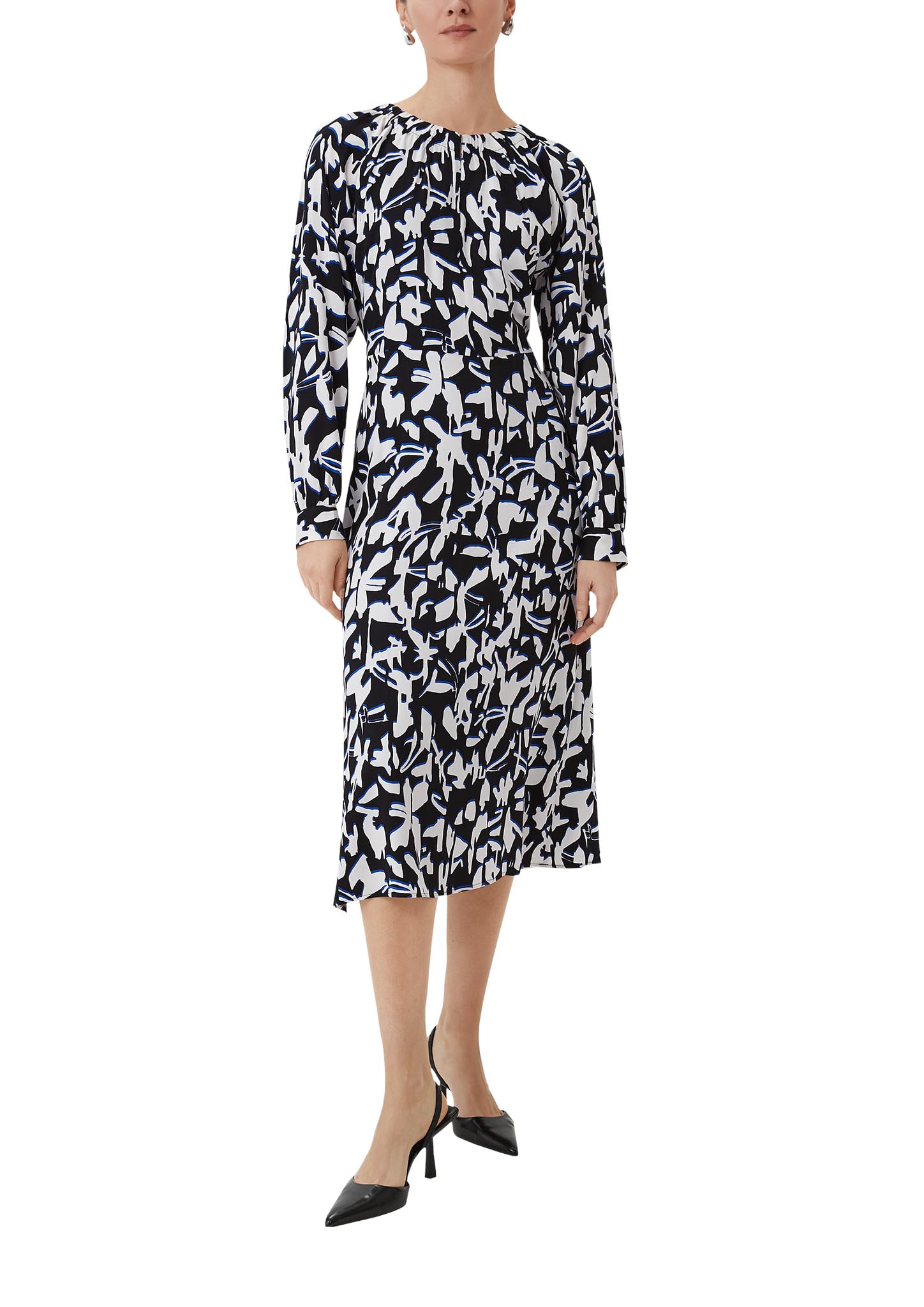 comma-maxikleid-all-over-print-kleid-royalblau-mehrfarbig image 1