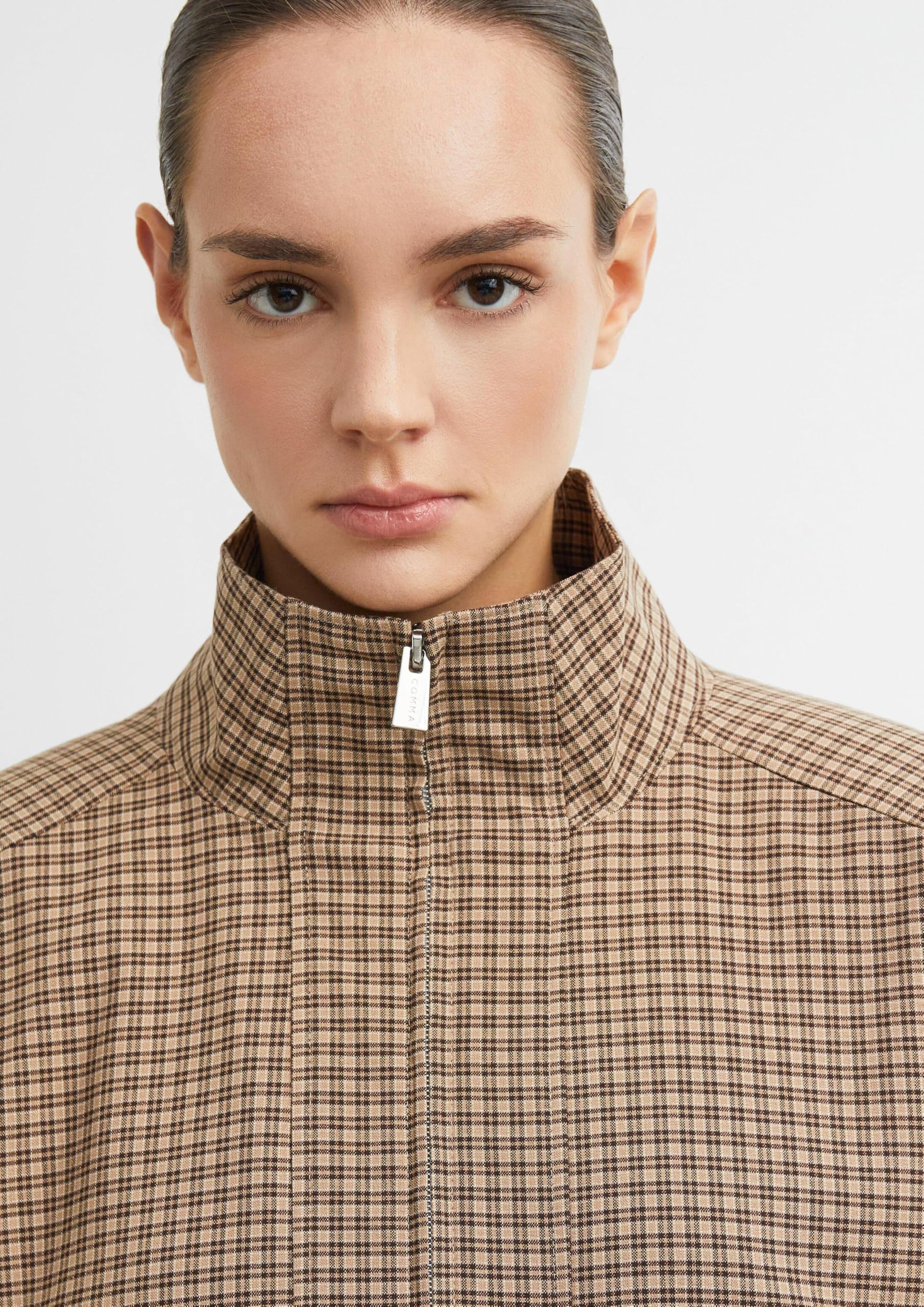 comma-blousonjacke-karo-stehkragen-jacke-gr-e-38 image 3