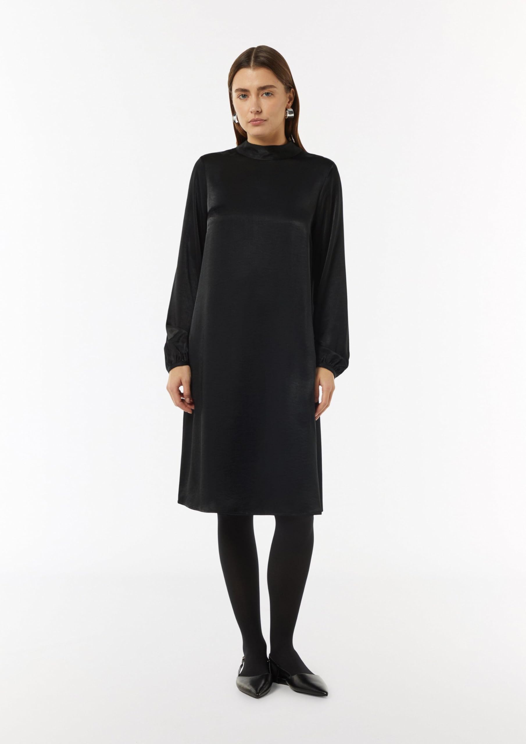 comma-viskosemix-kleid-mit-bindedetail-web-kleid-t-rkisblau image 6