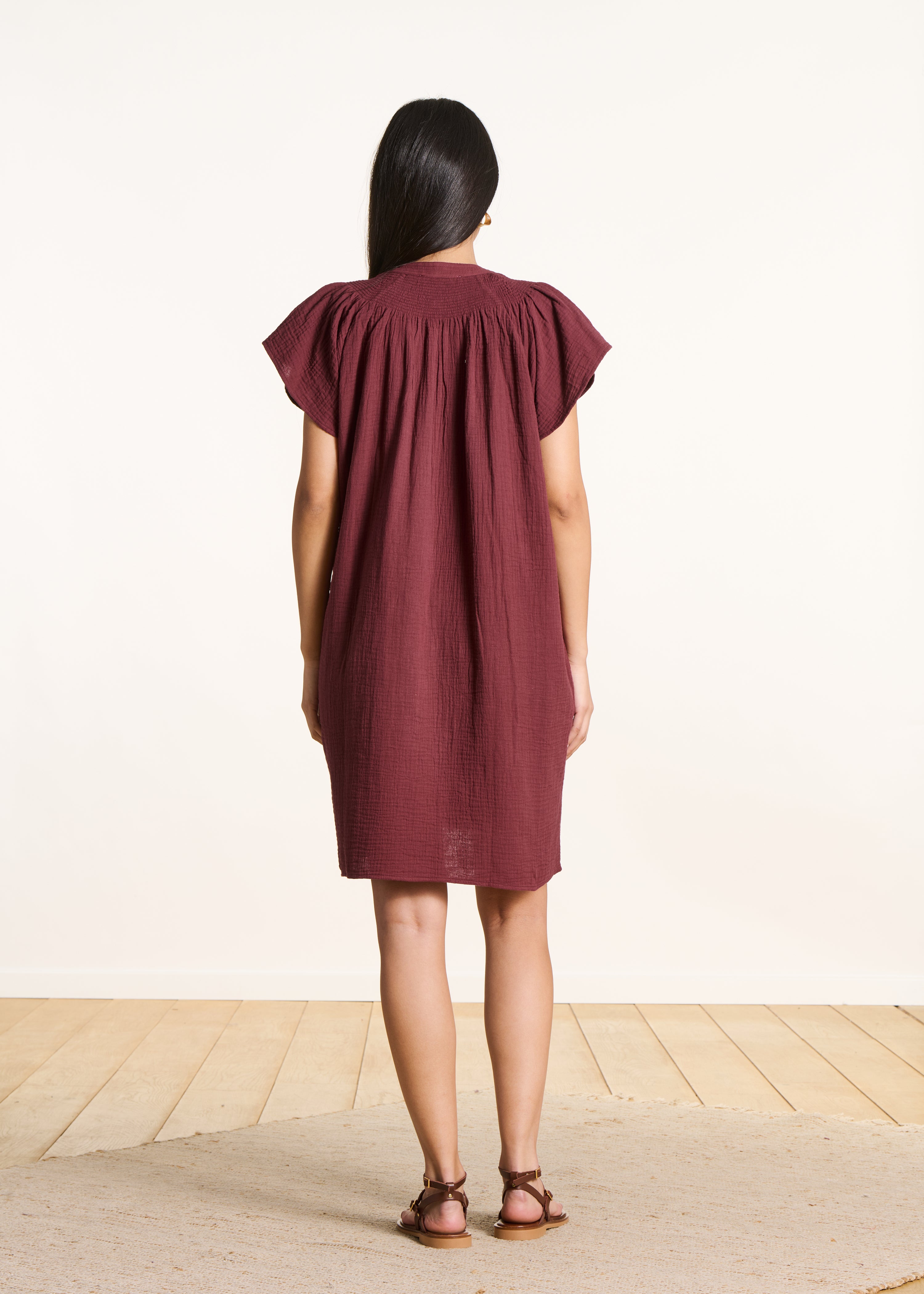 la-f-e-marabout-e-fulo-kurzes-kleid-baumwollgaze-braun-stickerei image 2