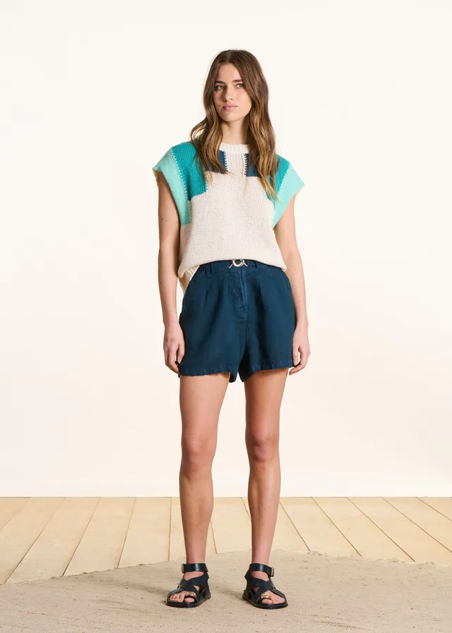 la-f-e-marabout-e-leinen-shorts-petrol-weit-high-waist image 1
