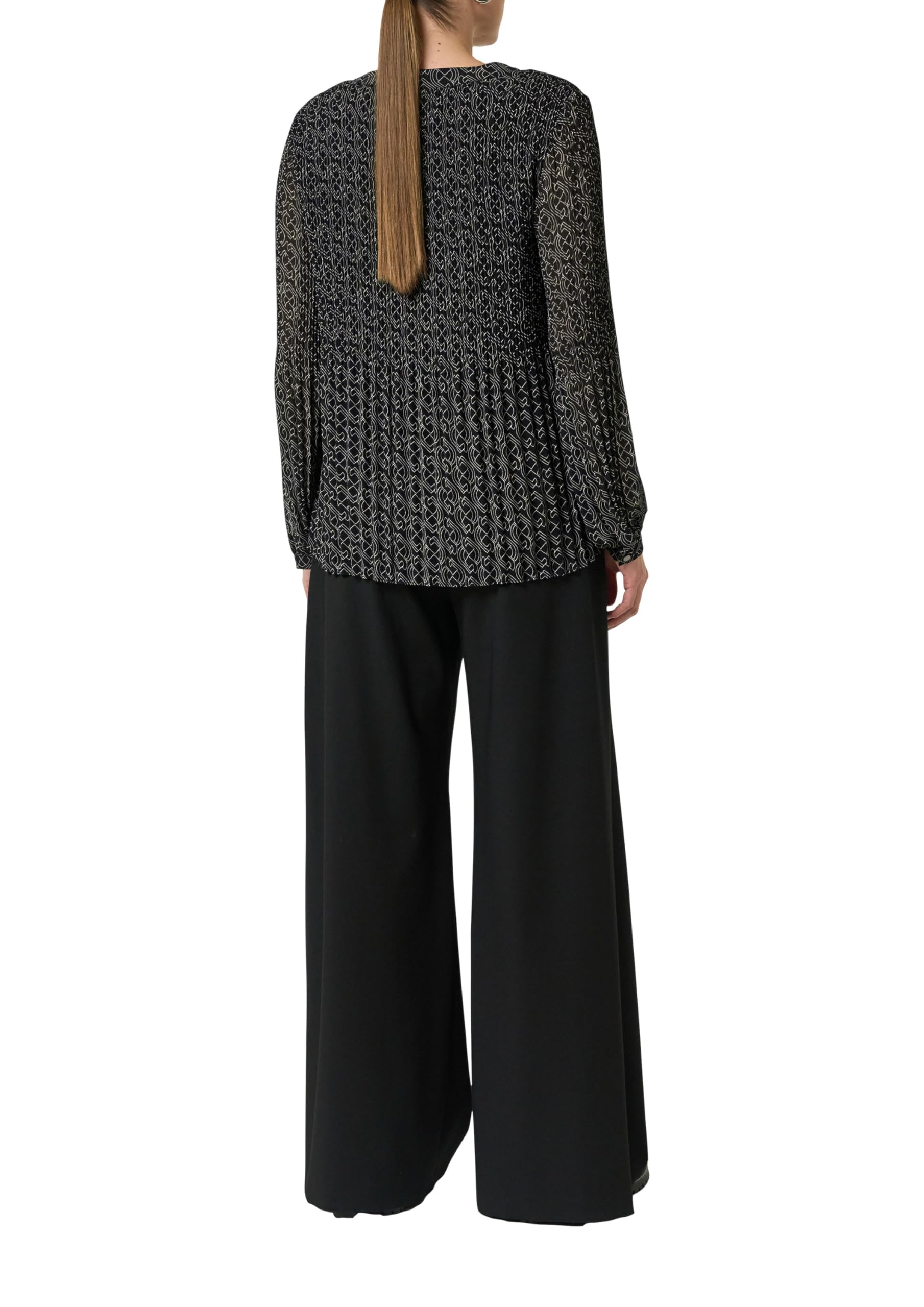 comma-bluse-damen-chiffon-logomuster-gr-46-plissee image 2