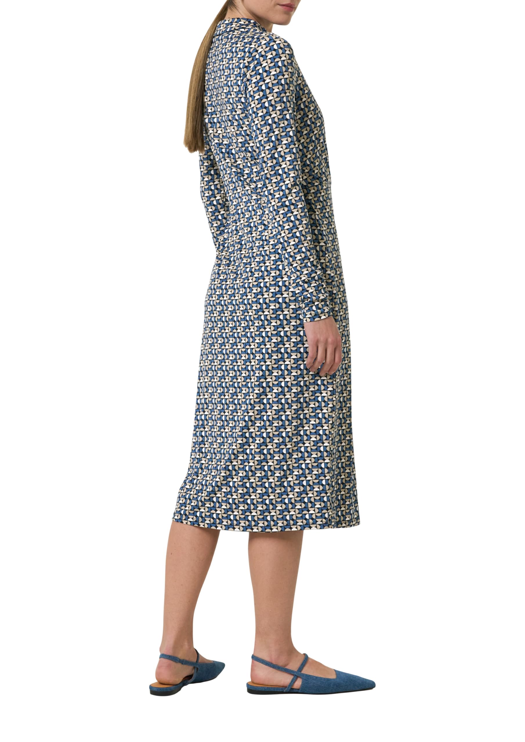 comma-midikleid-kleid-navy-gr-42-wickeloptik-gemustert image 2