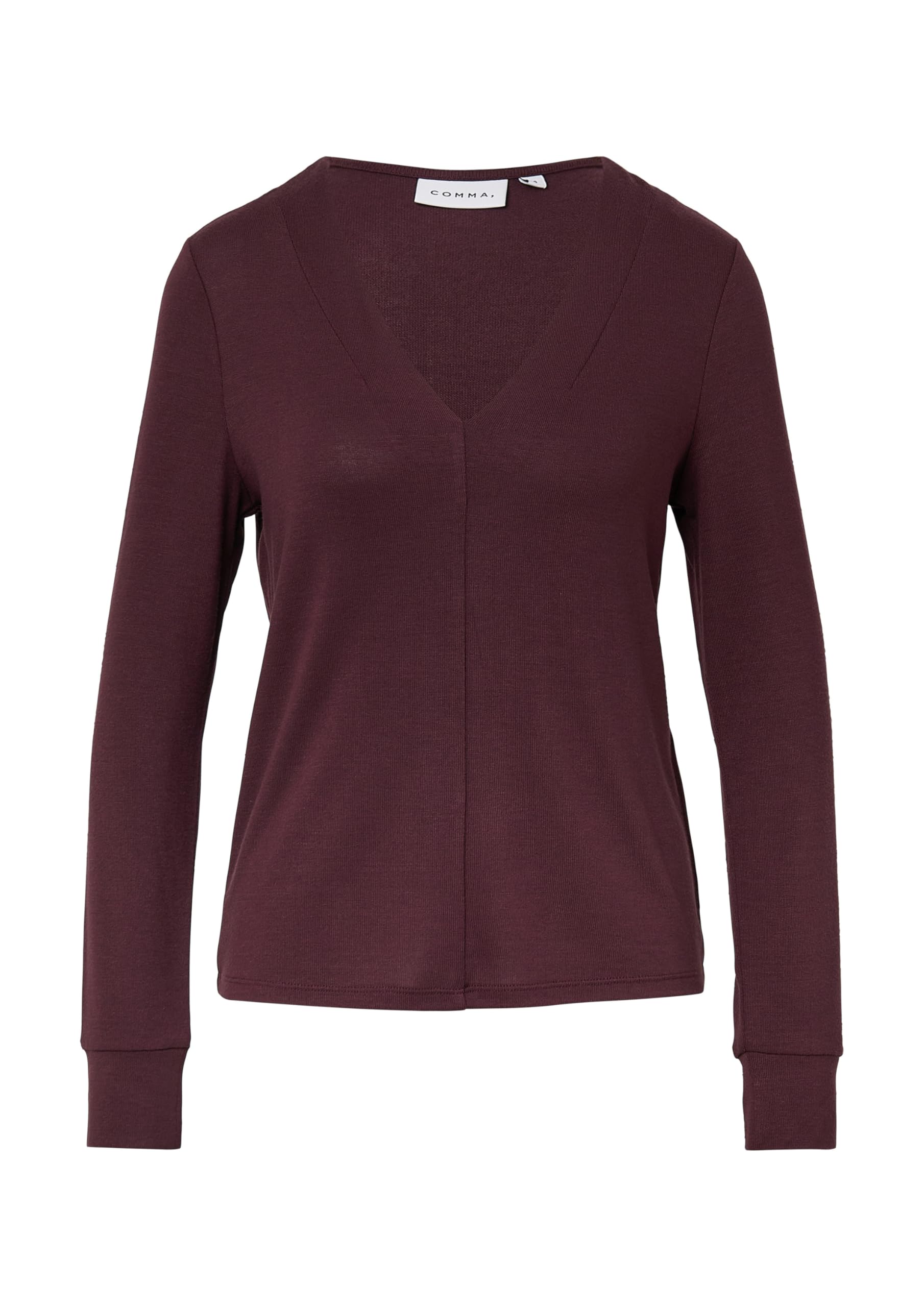 comma-langarmshirt-v-ausschnitt-shirt-gr-40-bordeaux-viskose image 3
